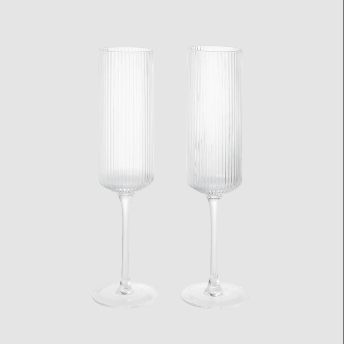Ferm LIVING, Ripple Champagne Flutes, Set of 2, Clear