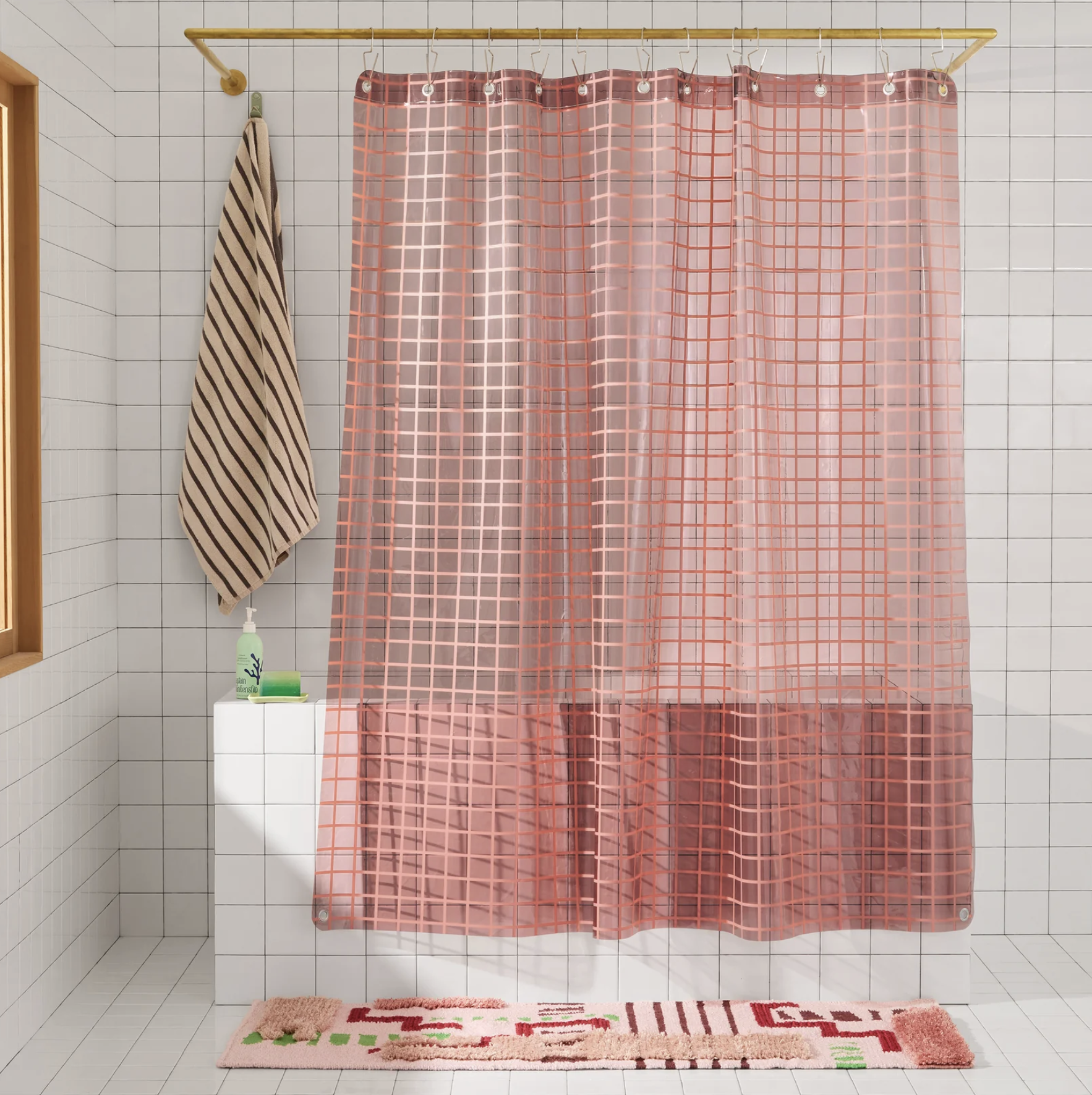 Quiet Town, 2x2 Sun Shower Curtain, Rose