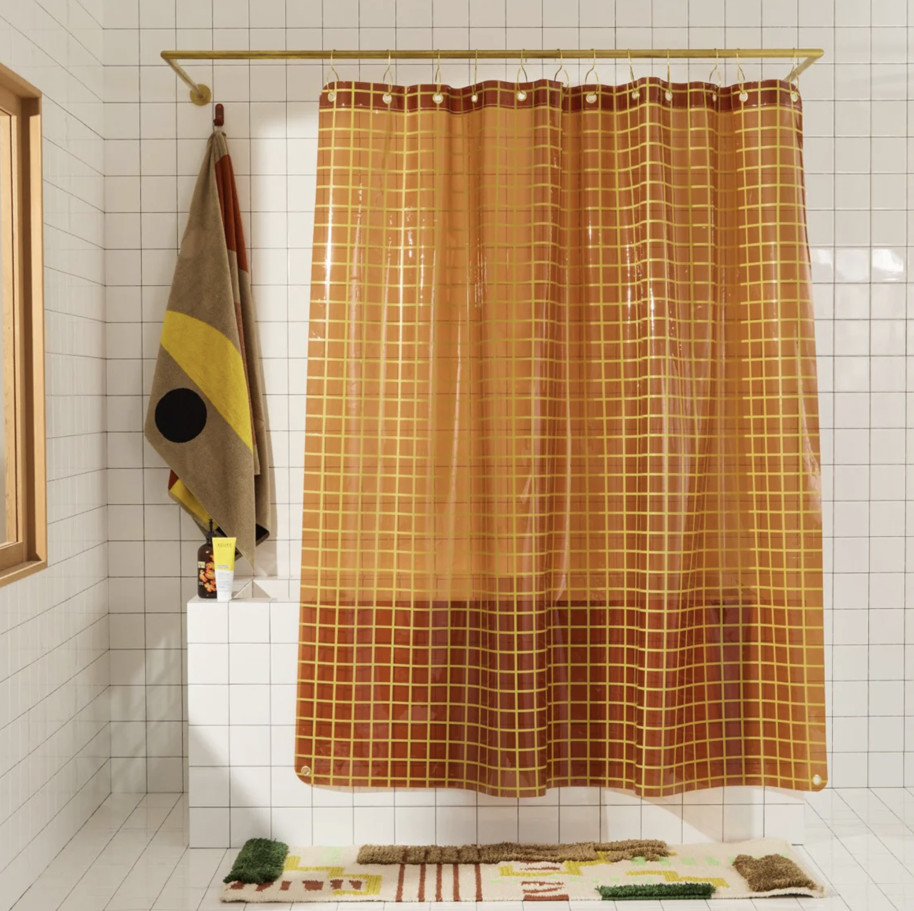 Quiet Town, 2x2 Sun Shower Curtain, Honey