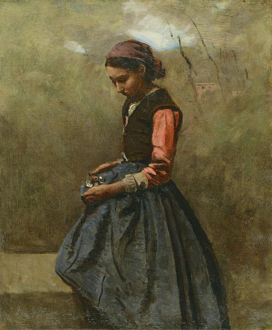 Jean-Baptiste Camille Corot ( A Pensive Girl ).jpg