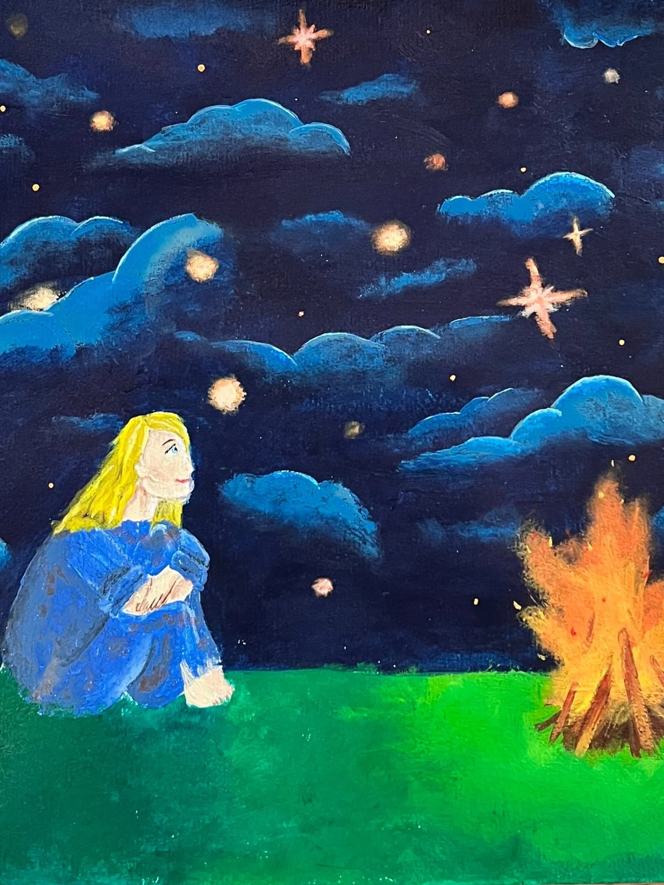 "Stars Staring Back" Acrylic Painting on Multi-Media Paper