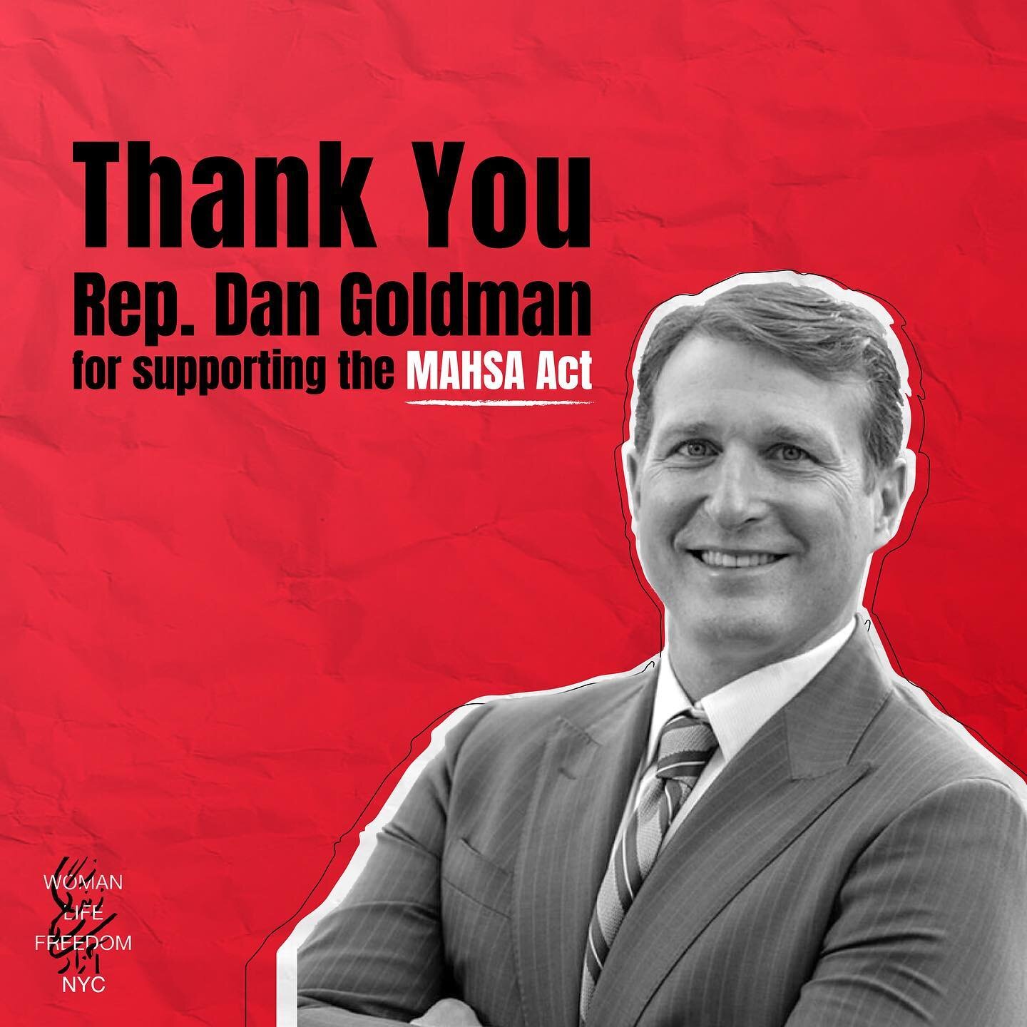 Iranians in NYC have been calling, emailing, and protesting to demand our Members of Congress sign onto the MAHSA Act (H.R. 589) and support the revolution in Iran. Last week, @RepDanGoldman listened and joined nearly 80 of his House colleagues in co