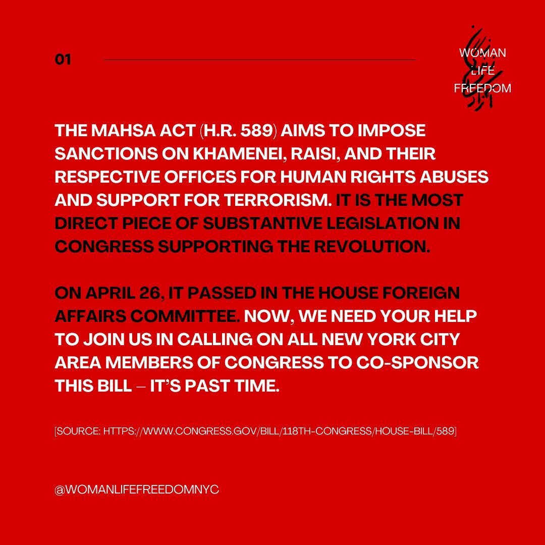 New Yorkers (and beyond):

Last month, the MAHSA Act passed in the House Foreign Affairs Committee, making it closer than ever to becoming law.

Now, it&rsquo;s on us to ramp up the pressure on our members of Congress to make sure it passes on the Ho