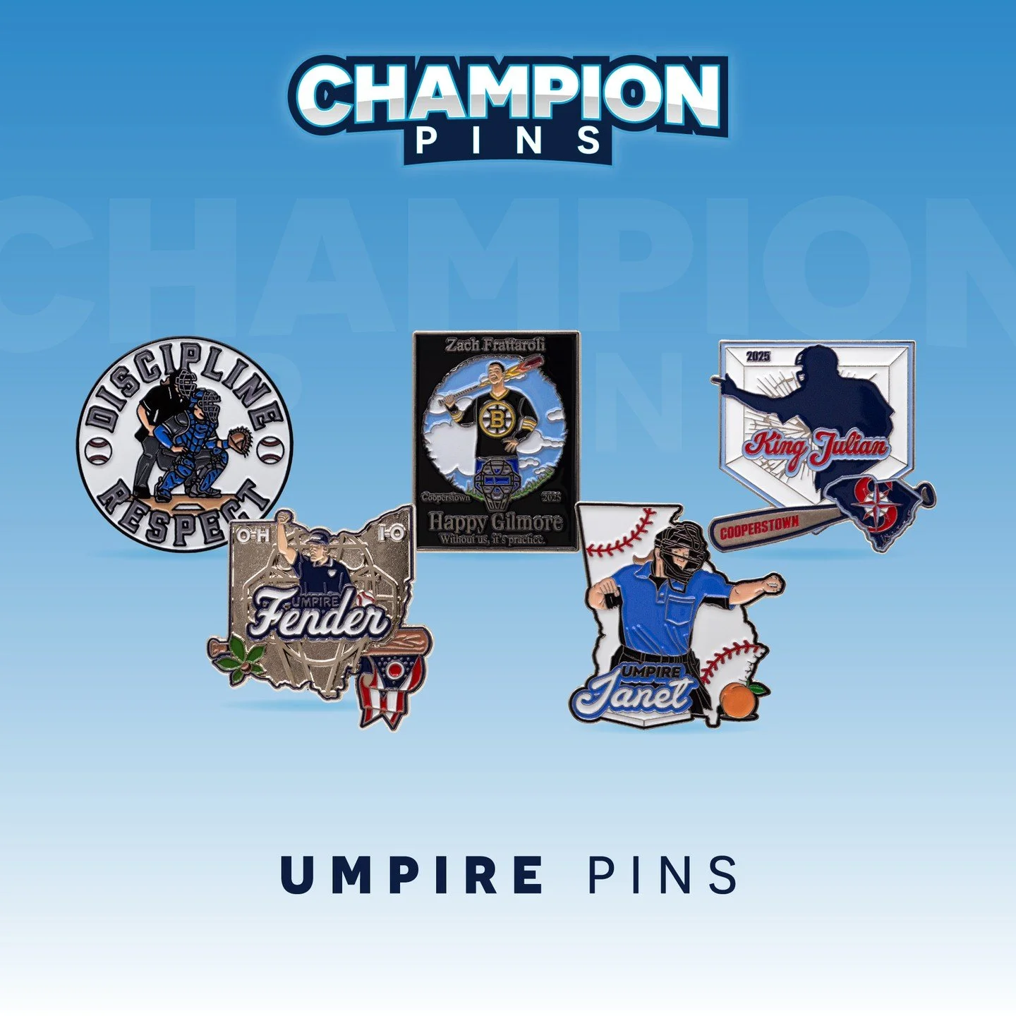 👀 Where are my UMPIRES at?! ⚾
You know you can&rsquo;t hit the park without your own trading pins! 😎
Shoot us a message and let&rsquo;s create a design that&rsquo;s uniquely YOU. We already have worked up some unique Umpire Sets for 2026 - let's ma