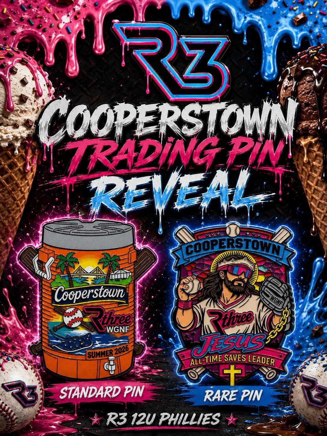 💥 Week 1 ended with a BANG at ASV, but Week 2 is came in HOT! 🔥
The ASV week 2 pin sets have officially arrived, and R2 Phillies are absolutely bringing the heat! From the nostalgic old-school Gatorade jug rocking those Florida vibes 🌴🥤 to the vi