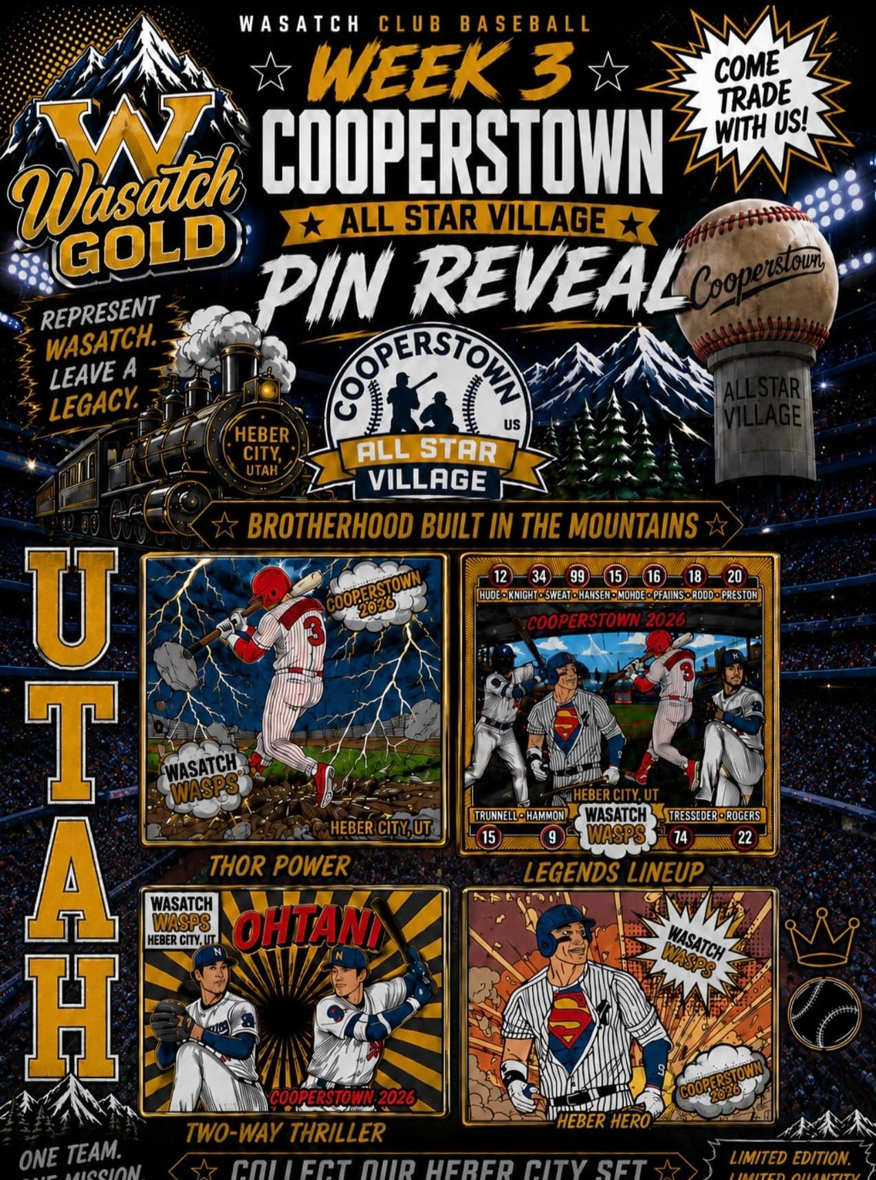 Get ready ASV Wk 3 Traders because 🐝💛 WASATCH GOLD 💛🐝 out of UTAH is bringing the HEAT to the park this week!!
These pins were an absolute BLAST to create, and we're so thankful they trusted us to help bring this incredible vision to life! 🙌🔥
⭐
