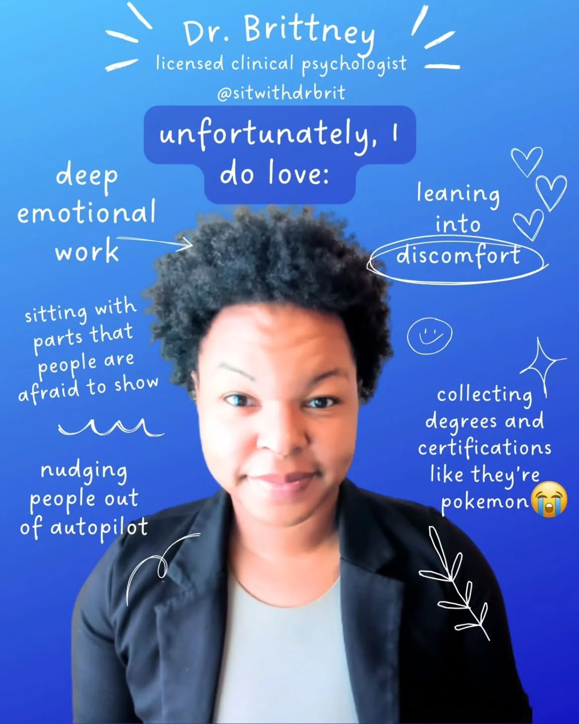 Some people collect hobbies. I collect breakthroughs, messy truths, and yes&hellip; a few too many degrees 😂😅

Hi, I'm Dr. Brittney and I'm a Harvard and Stanford-trained licensed clinical psychologist. I specialize in helping people with high-func