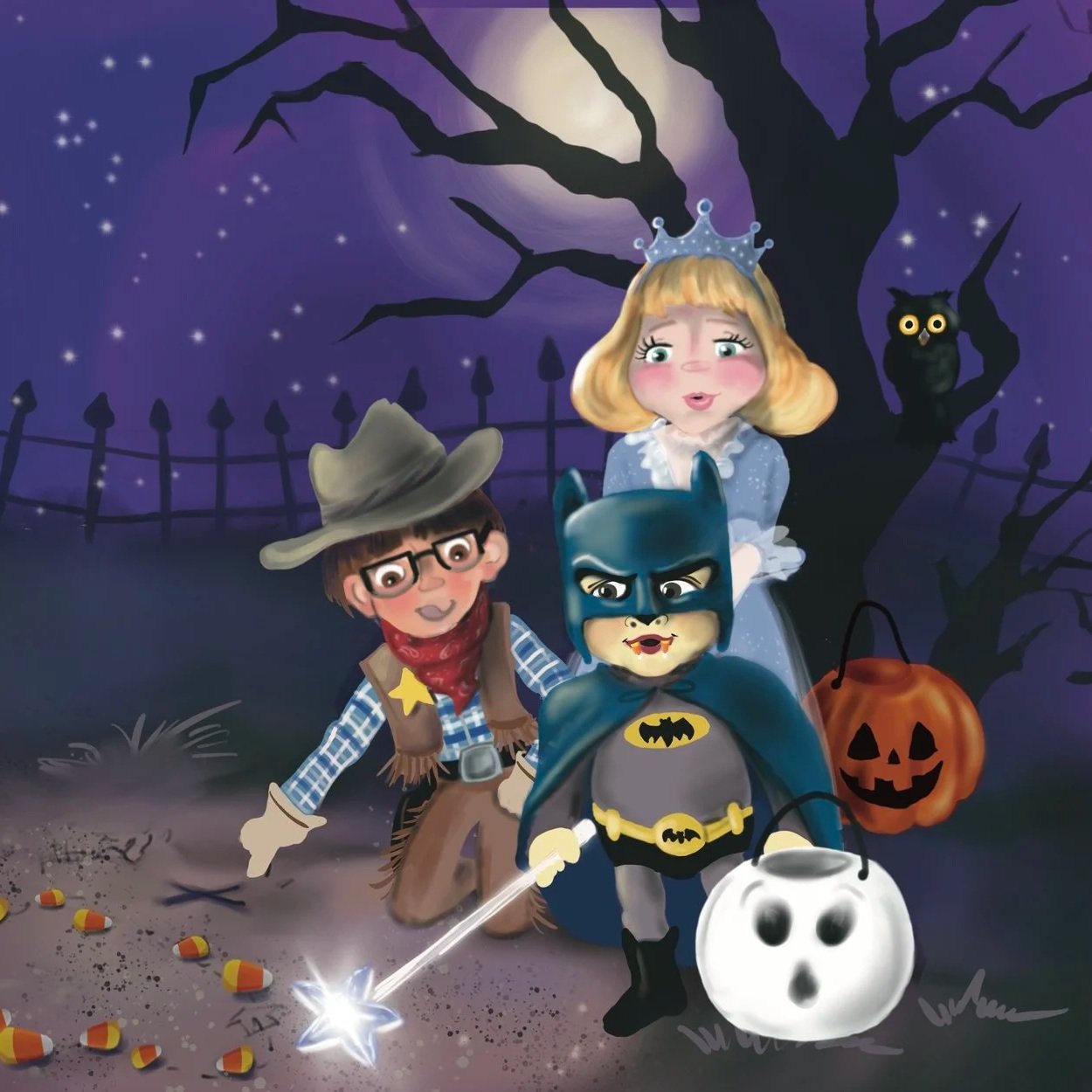 Halloween night in the cemetery