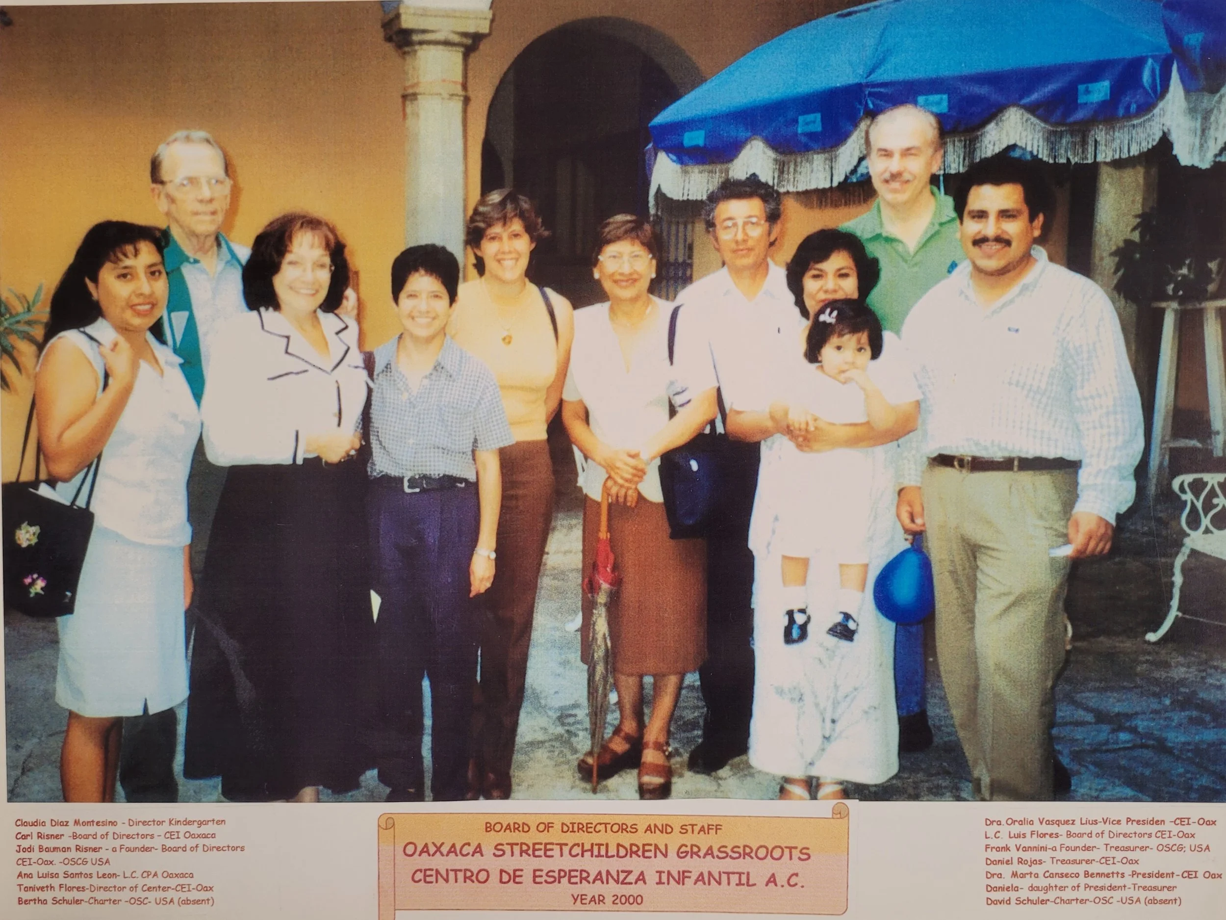 Members of the boards of directors of Oaxaca Streetchildren and CEI in 2000.