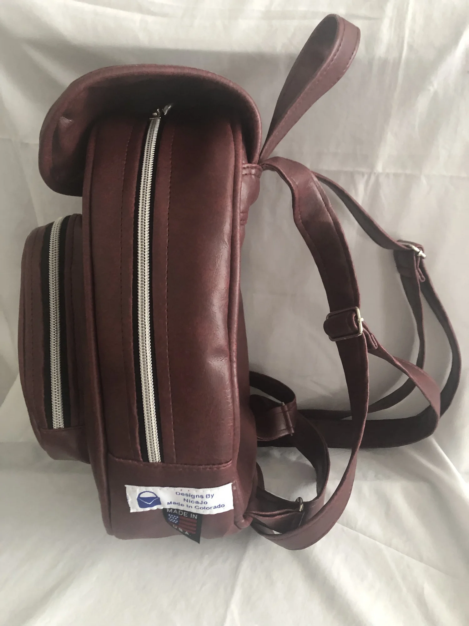 Up Cycled Faux Leather Mini Backpack — Designs By NicaJo