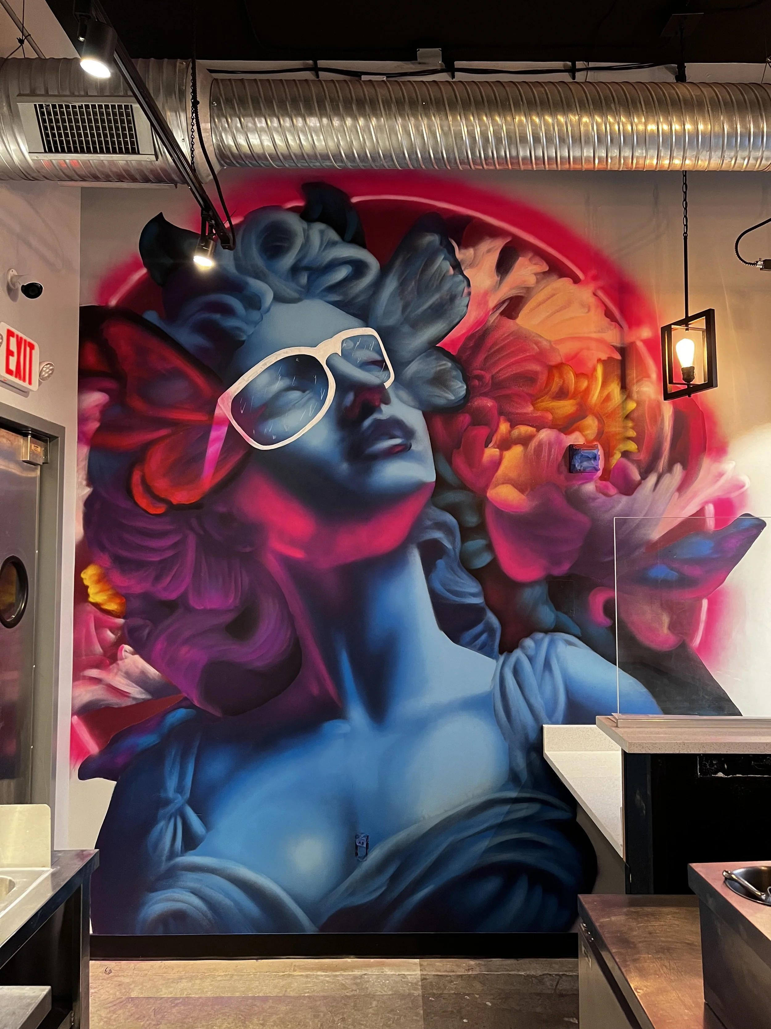 Colorful interior commercial mural for a desert shop
