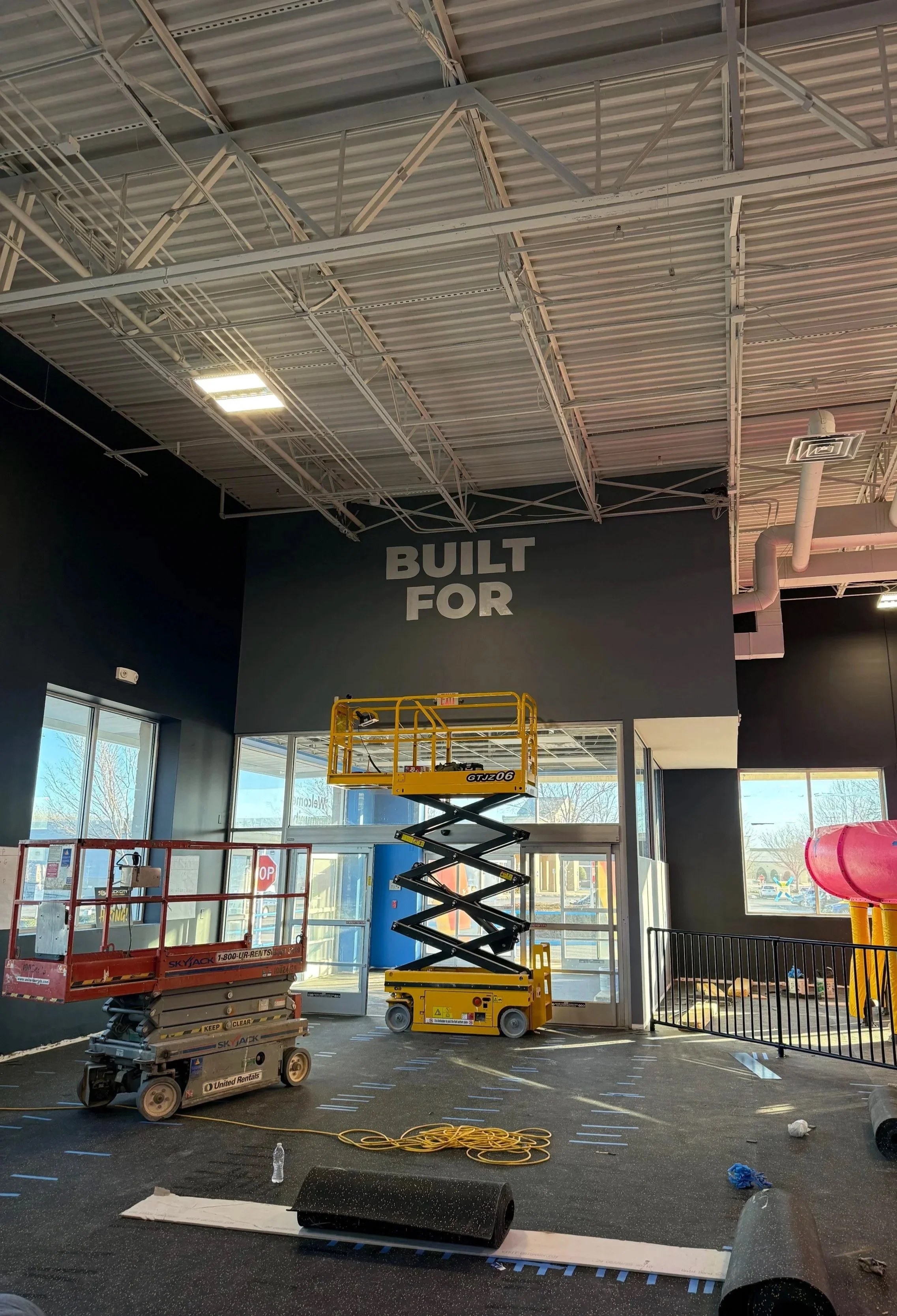 Interior mural of a commercial space under construction