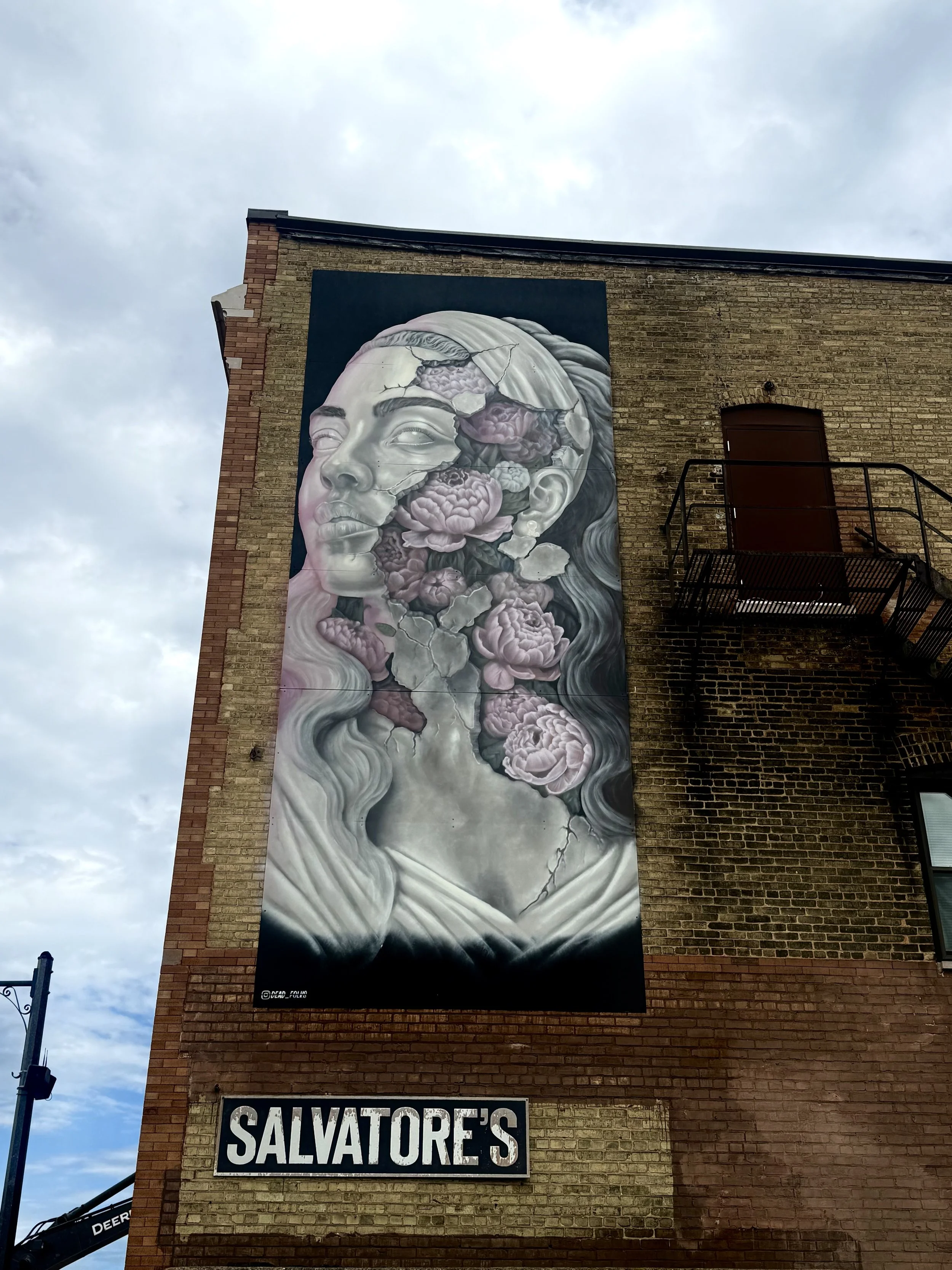 A large portrait mural painted for a mural festival,  public mural