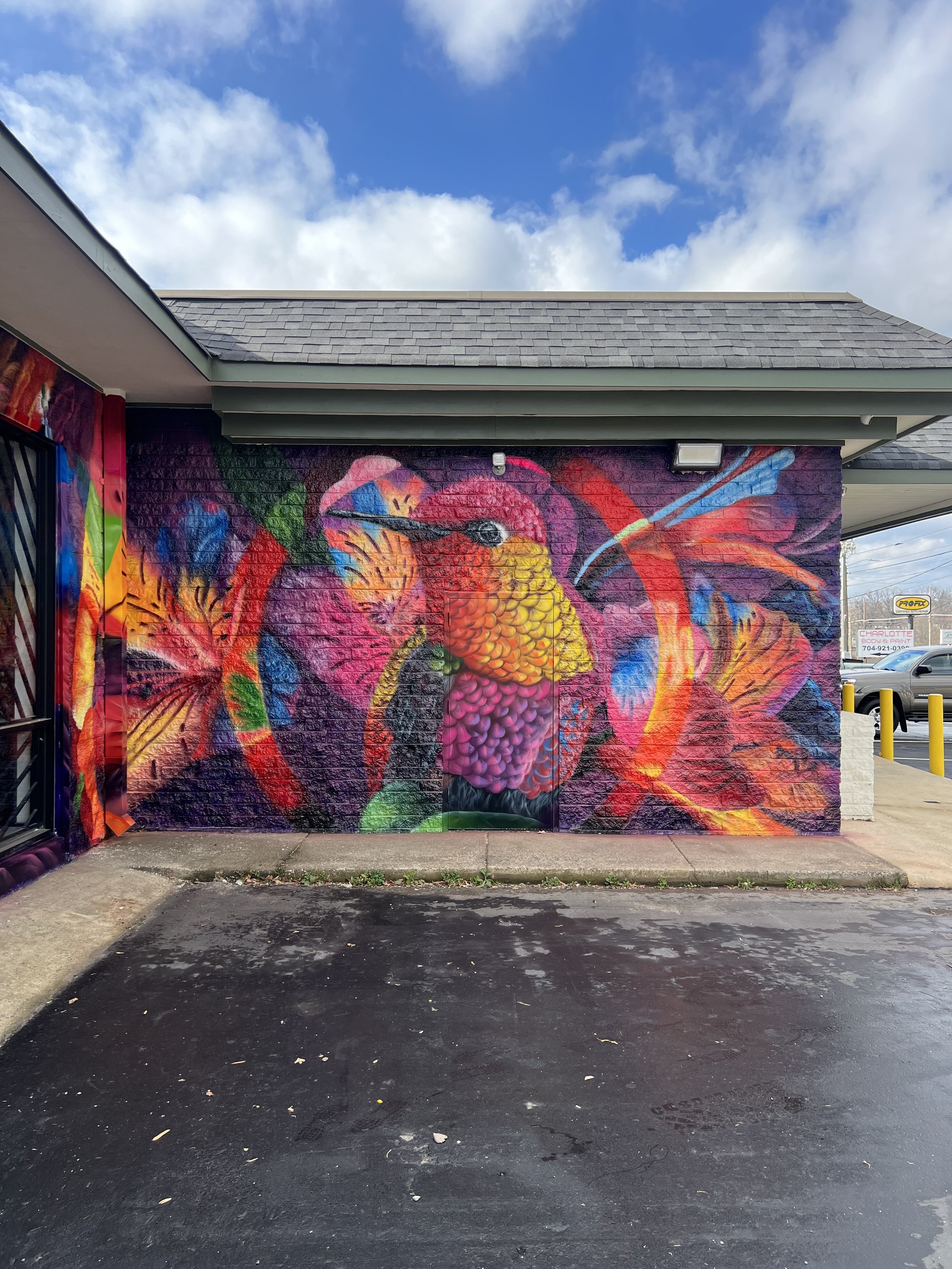 Humming bird mural for a commercial business