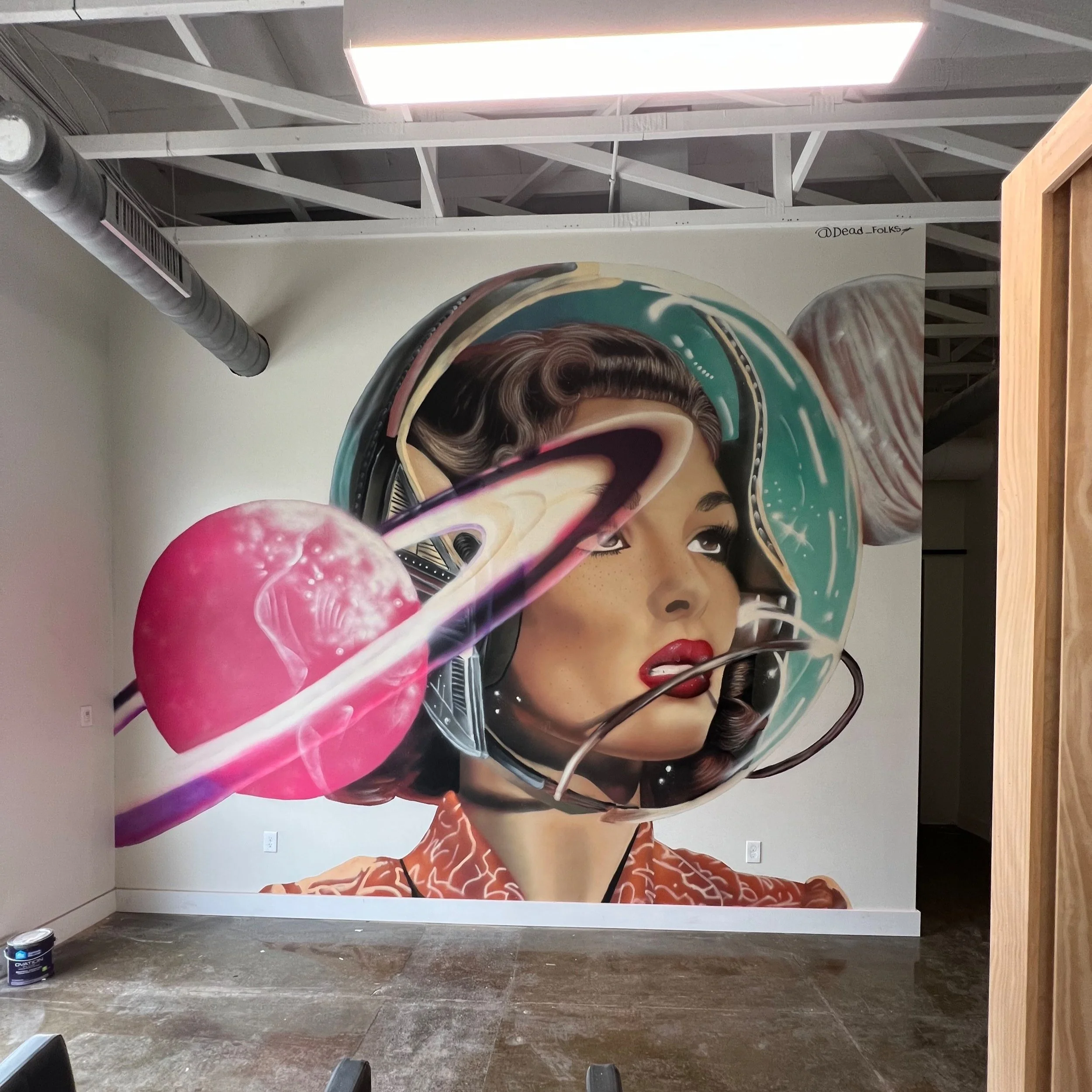 Office retro mural for a multi purpose development