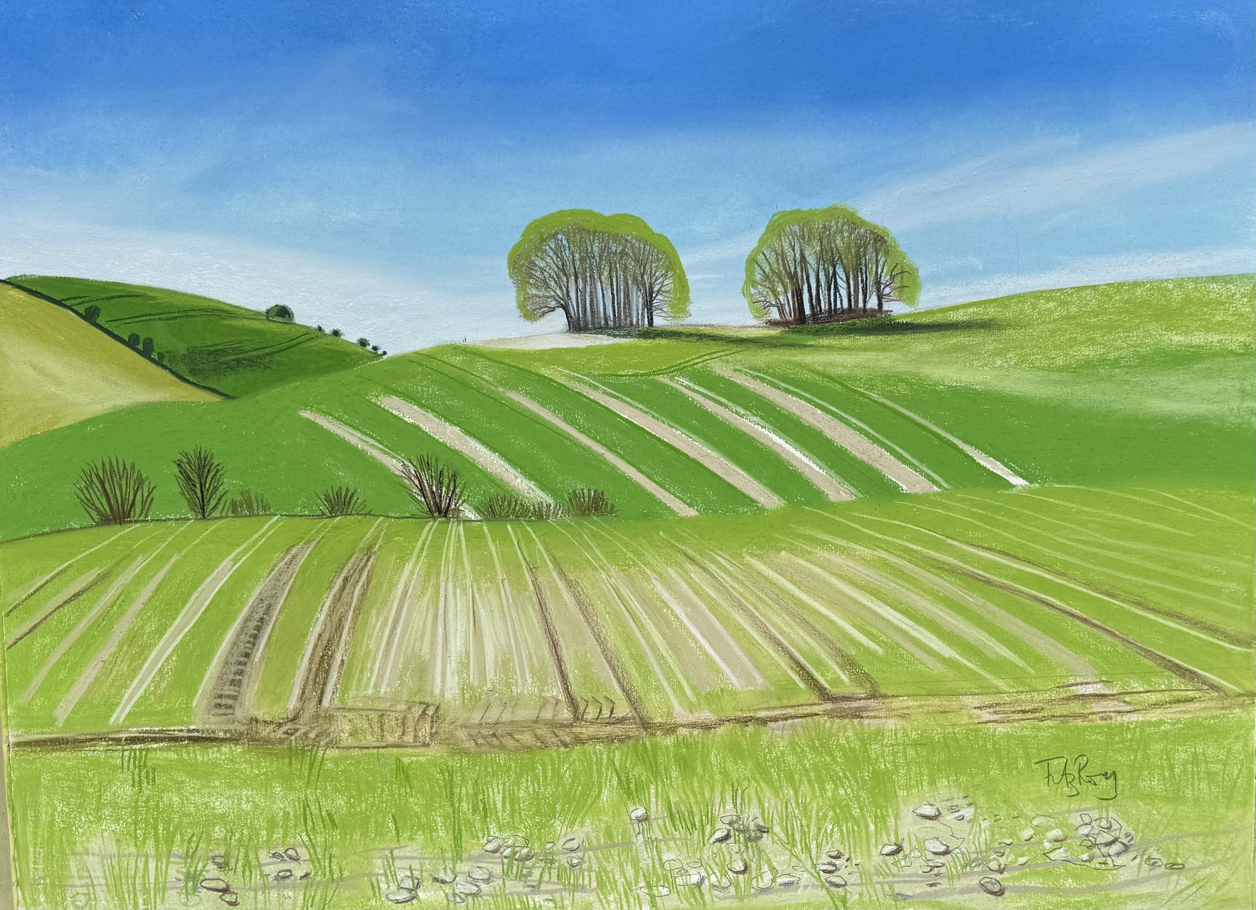 On the Ridgeway towards Avebury on the Eve of the Spring Solstice. by Cornelia FitzRoy