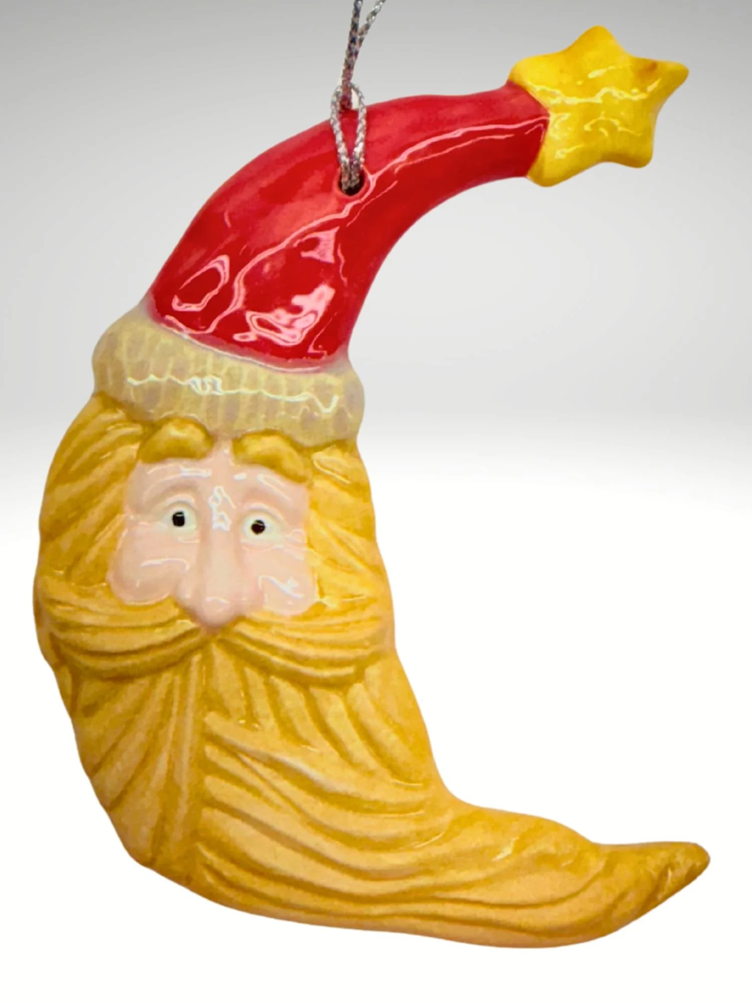 Crescent Face Santa Ornament