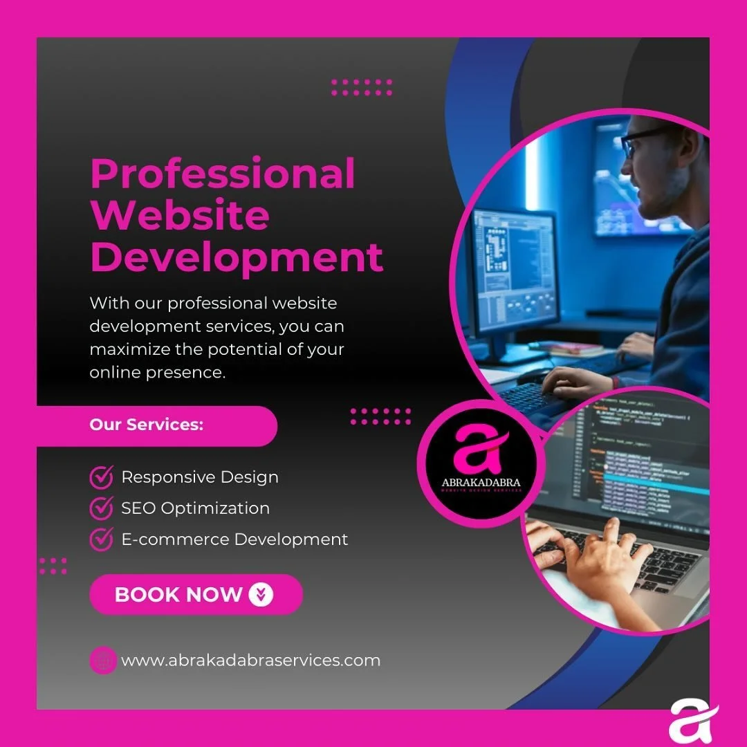 🌐 Stunning Websites, Optimized for Success!🌐 Our team at Abrakadabra Services delivers amazing responsive designs and top-notch SEO optimization. 📈 Get a website that not only looks great but performs exceptionally! 💻 #WebsiteDevelopment #Respons