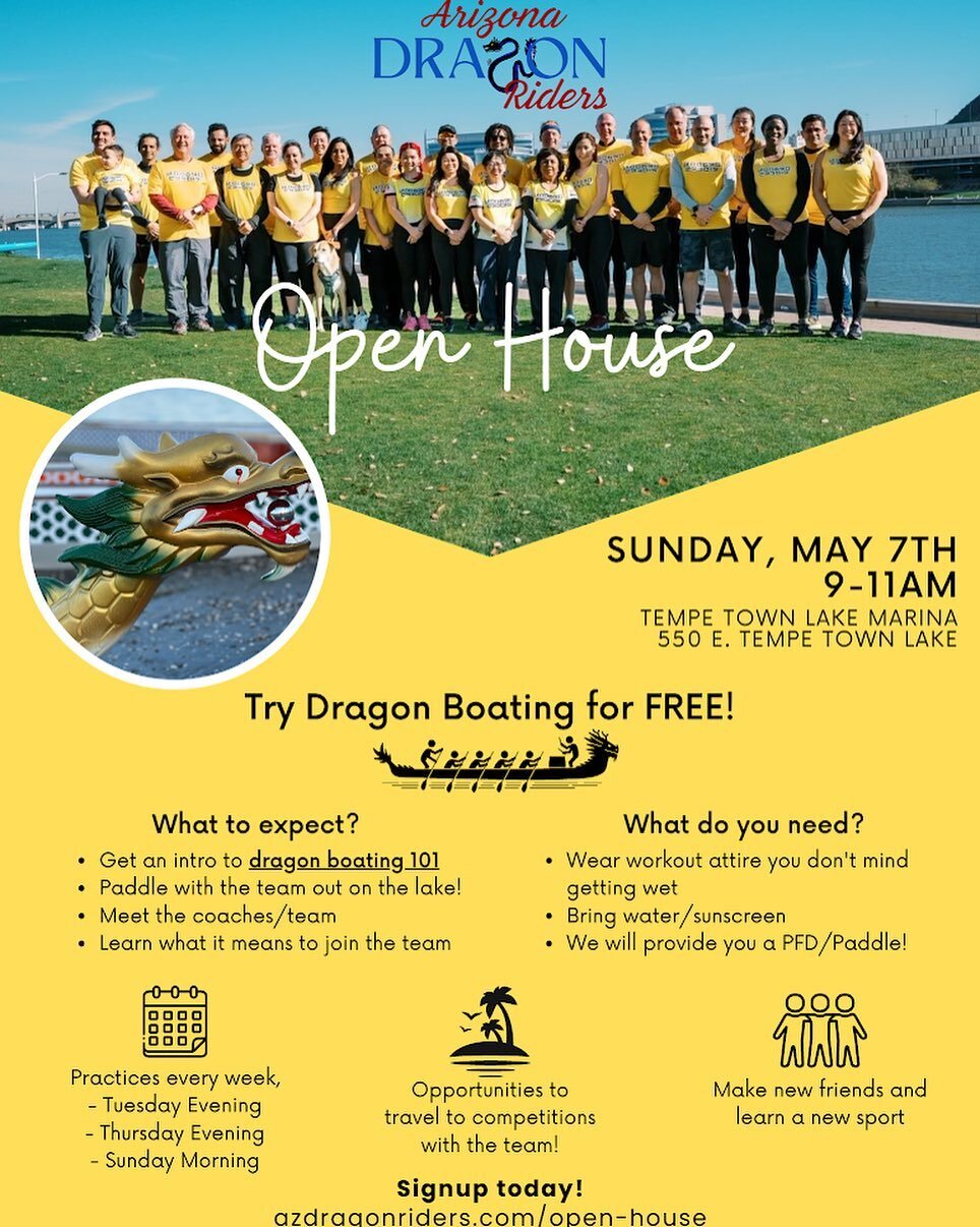 @azdragonriders will be holding an open house on Sunday, May 7th between 9 and 11 am. If you or anyone you know are interested, please forward them the information! We look forward to seeing/meeting everyone!