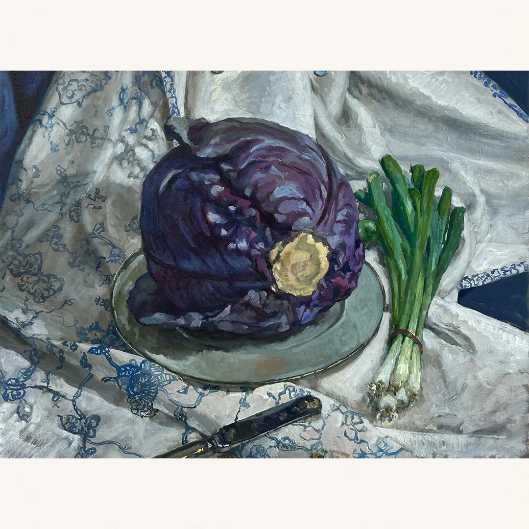 Derek Buckner | Cabbage and Green Onions | Oil on Canvas | 18 x 24 inches | 2026