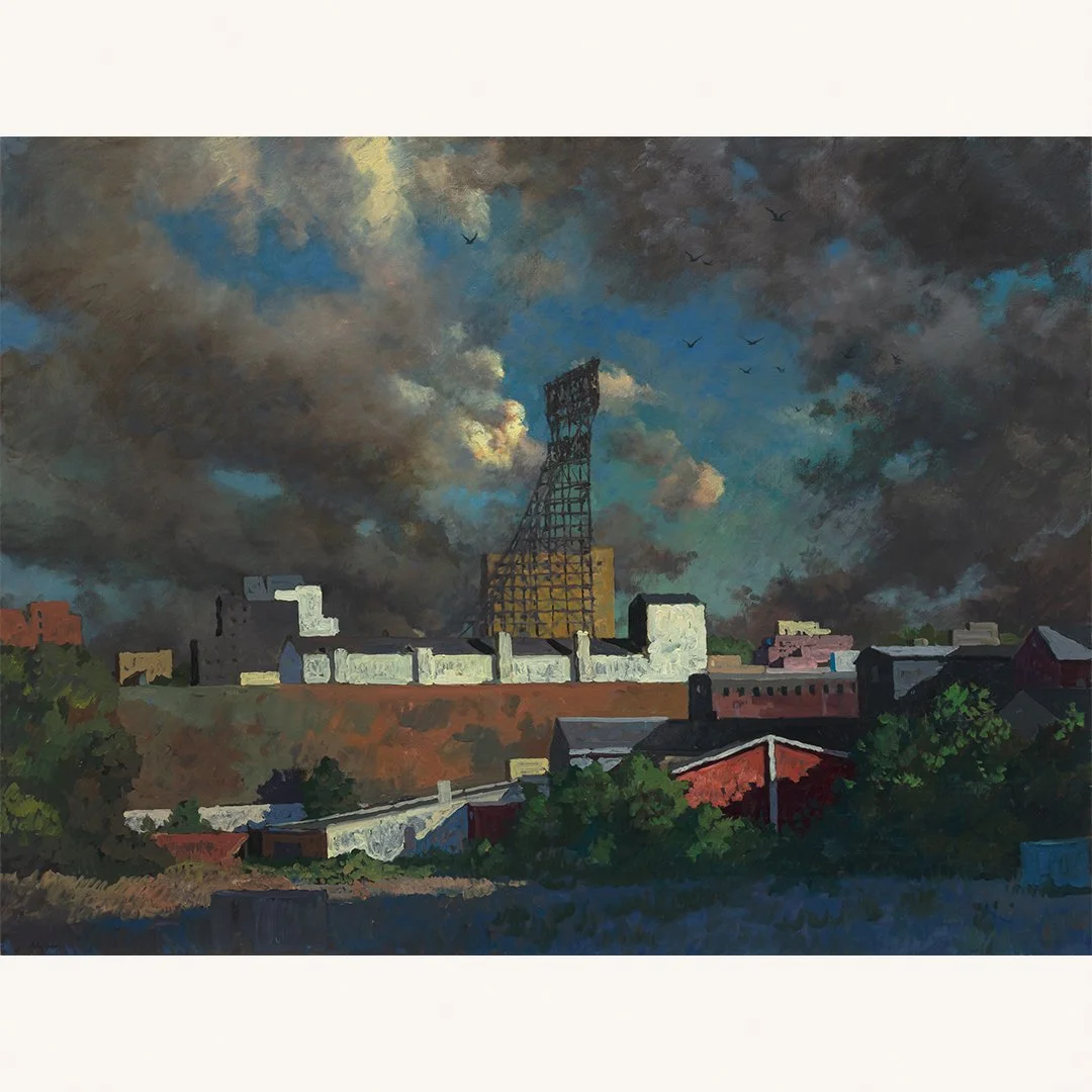 Derek Buckner | Gowanus Factories, 2024 | Oil on Canvas | 36 x 48 inches