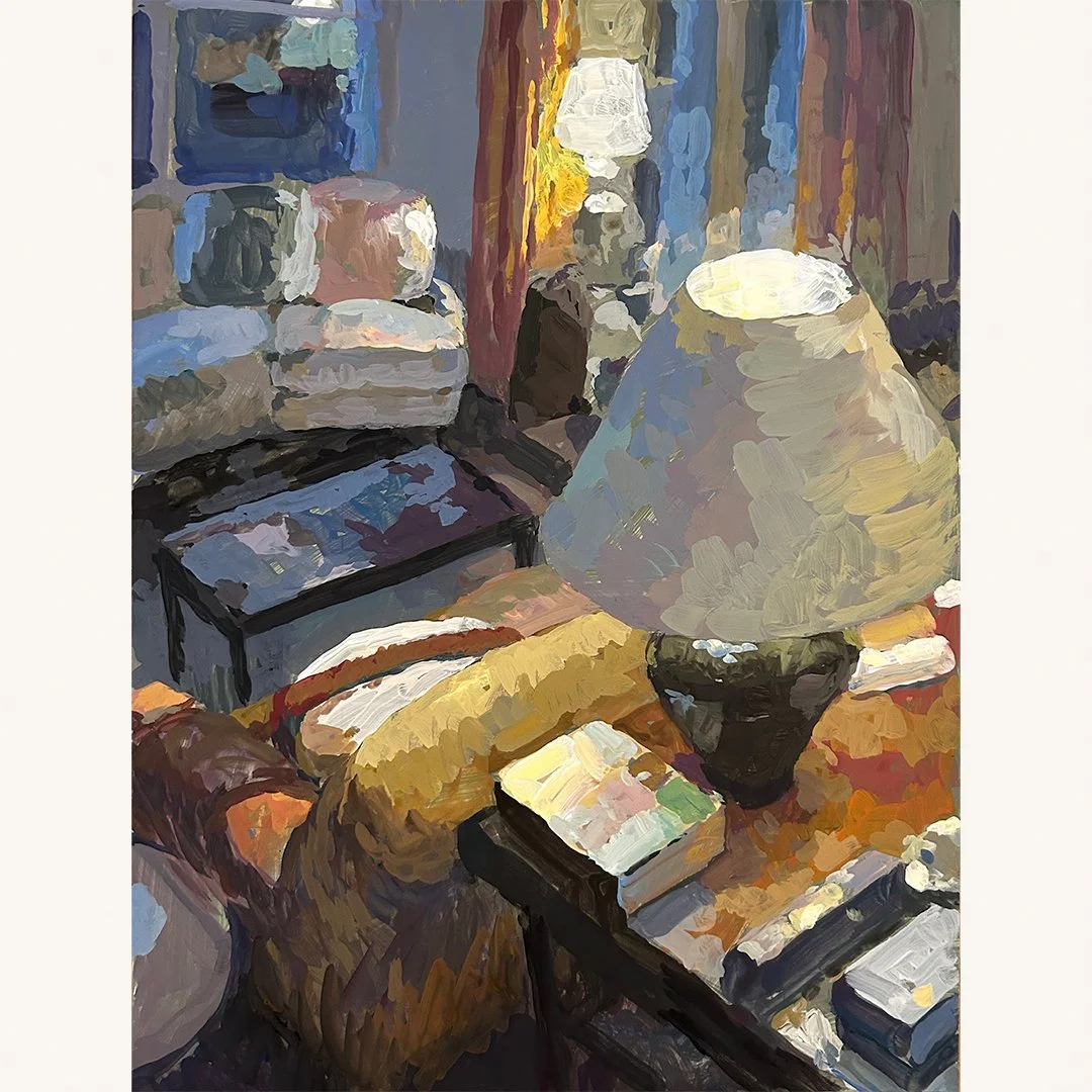 Derek Buckner | The Reading Lamp, 2025 | Oil over Acrylic Gouache on Panel | 16 x 12 inches