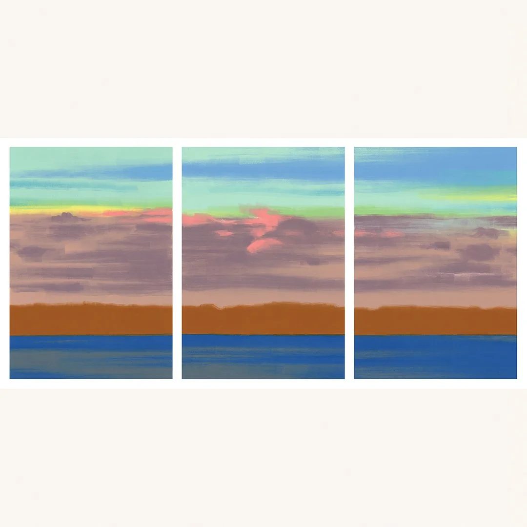 Rachel Burgess | Pink and Yellow | Monotype on three sheets of Paper | 39 x 84 inches