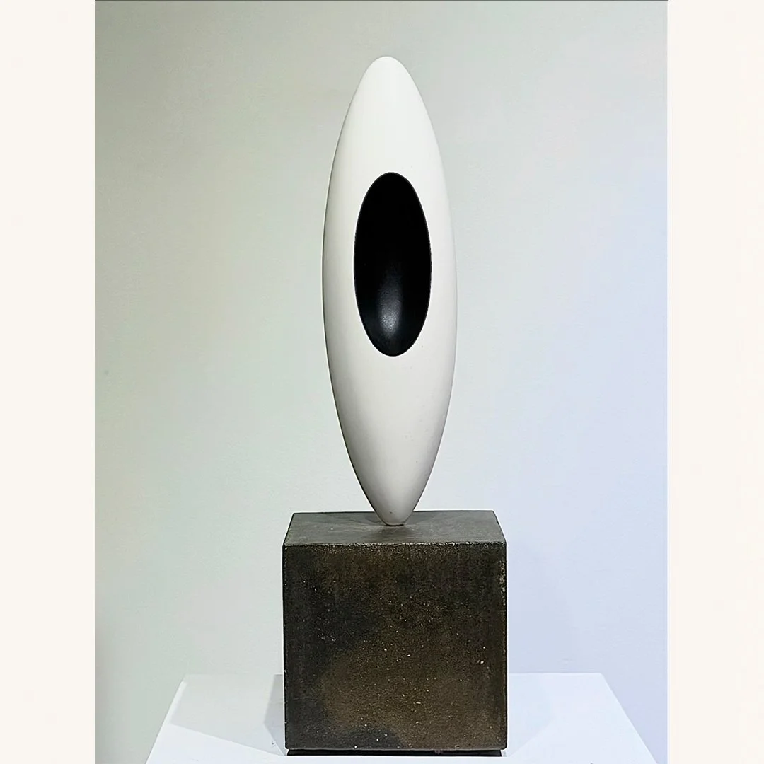Day Ban | Black Dent | Hand Polished Cone 6 Porcelain, Lacquer, Gypsum Cement | 19 x 6 x 6 inches | 2026