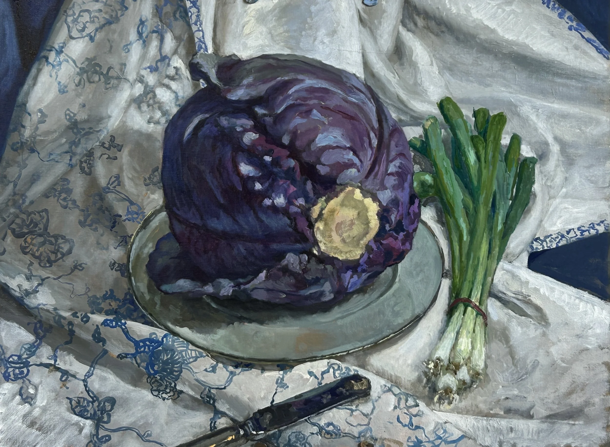 Cabbage and Green Onions | Oil on Canvas | 18 x 24 inches | 2026