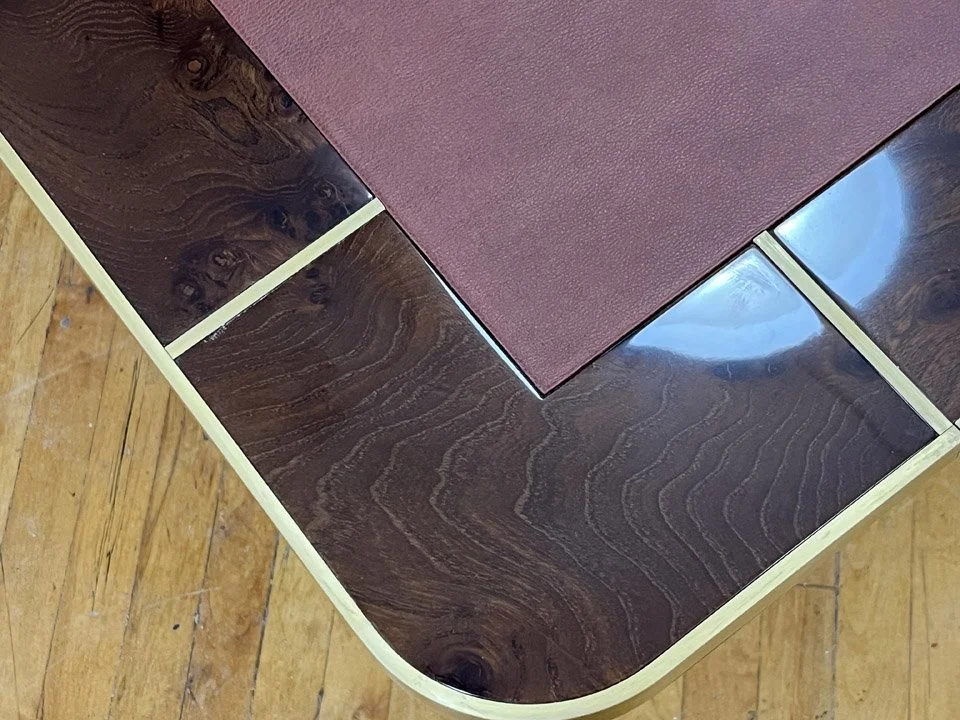 Detail of Aluminum components installed on Paul Down's table for Wynn Hotel Lax Vegas