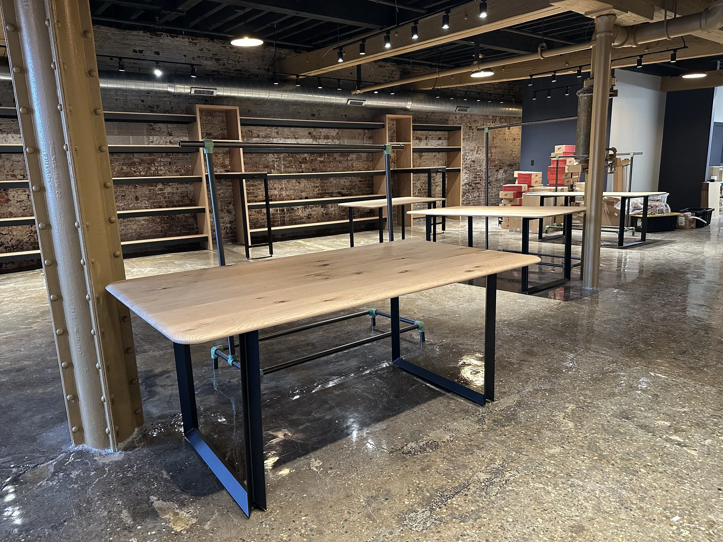 Steel Components for Todd Quarles shelving display at Franklin & Poe