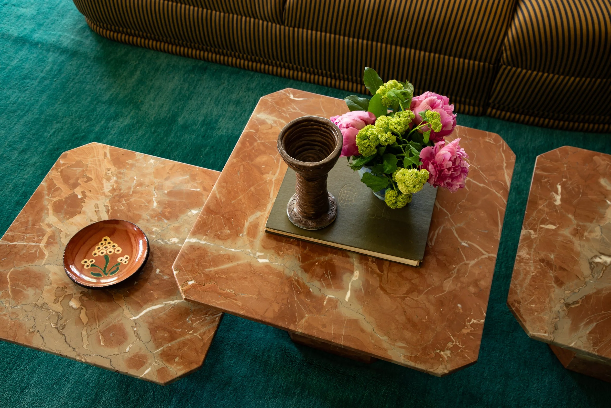 Marble coffee table in Wisconsin Lake House