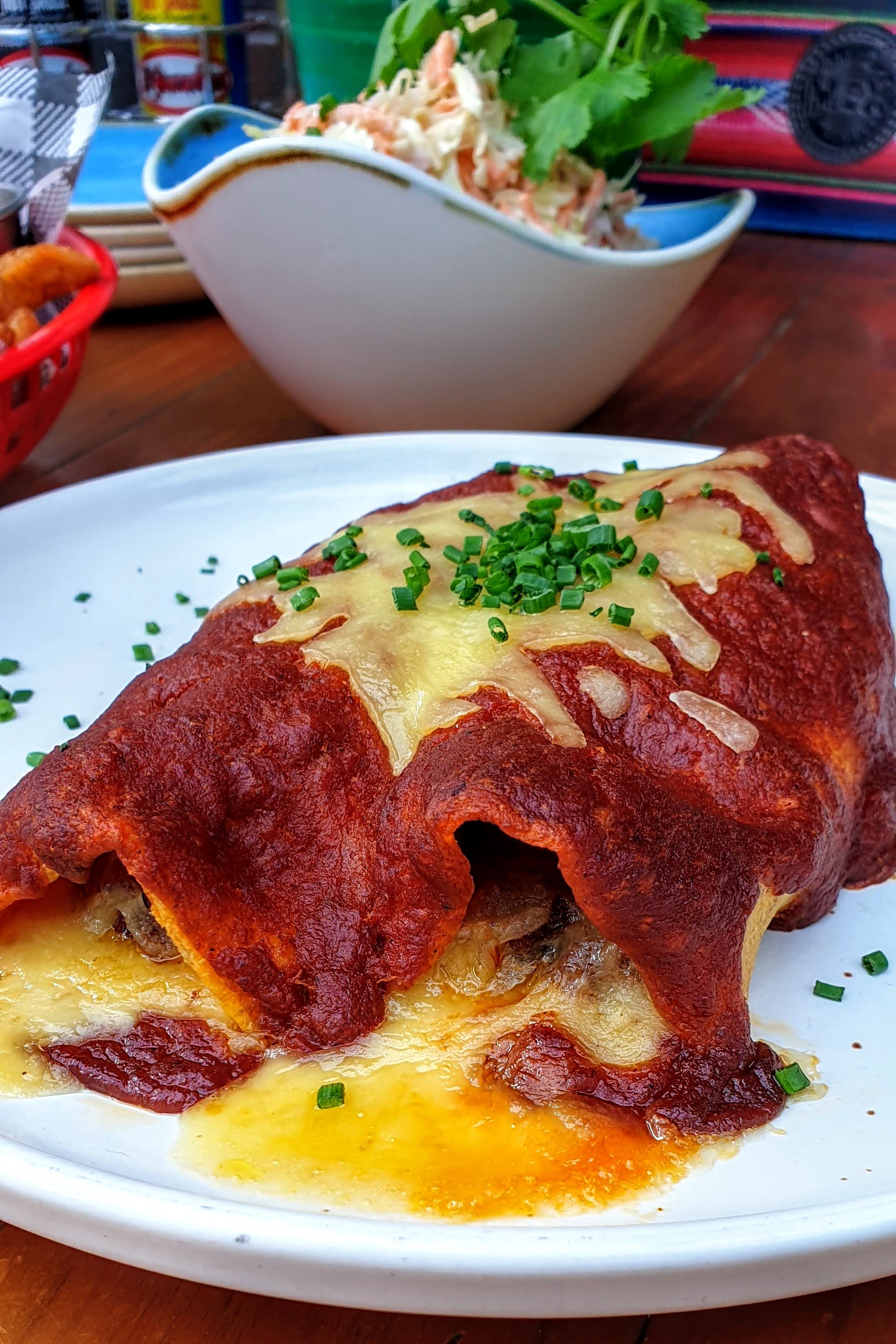 Enchilada with red sauce