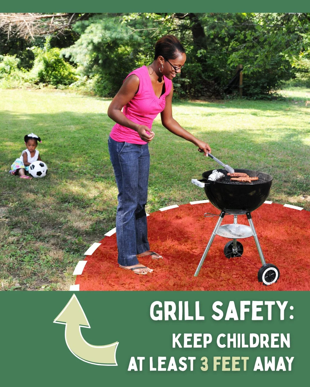 It's Labor Day Weekend, and many of us will be hosting or heading to a barbecue, picnic, or cookout. A little distance can make all the difference in keeping the kids safer: make sure they stay at least three feet away from the grill.