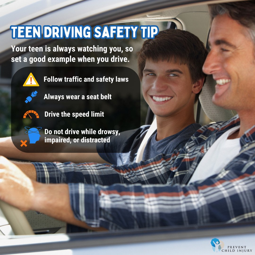 This week is National Teen Driver Safety Week! Set a good example when you drive by following laws, wearing your seat belt, and driving distraction-free. Other tips:
&bull; Check your state&rsquo;s laws that apply to your teen, such as limits on the 