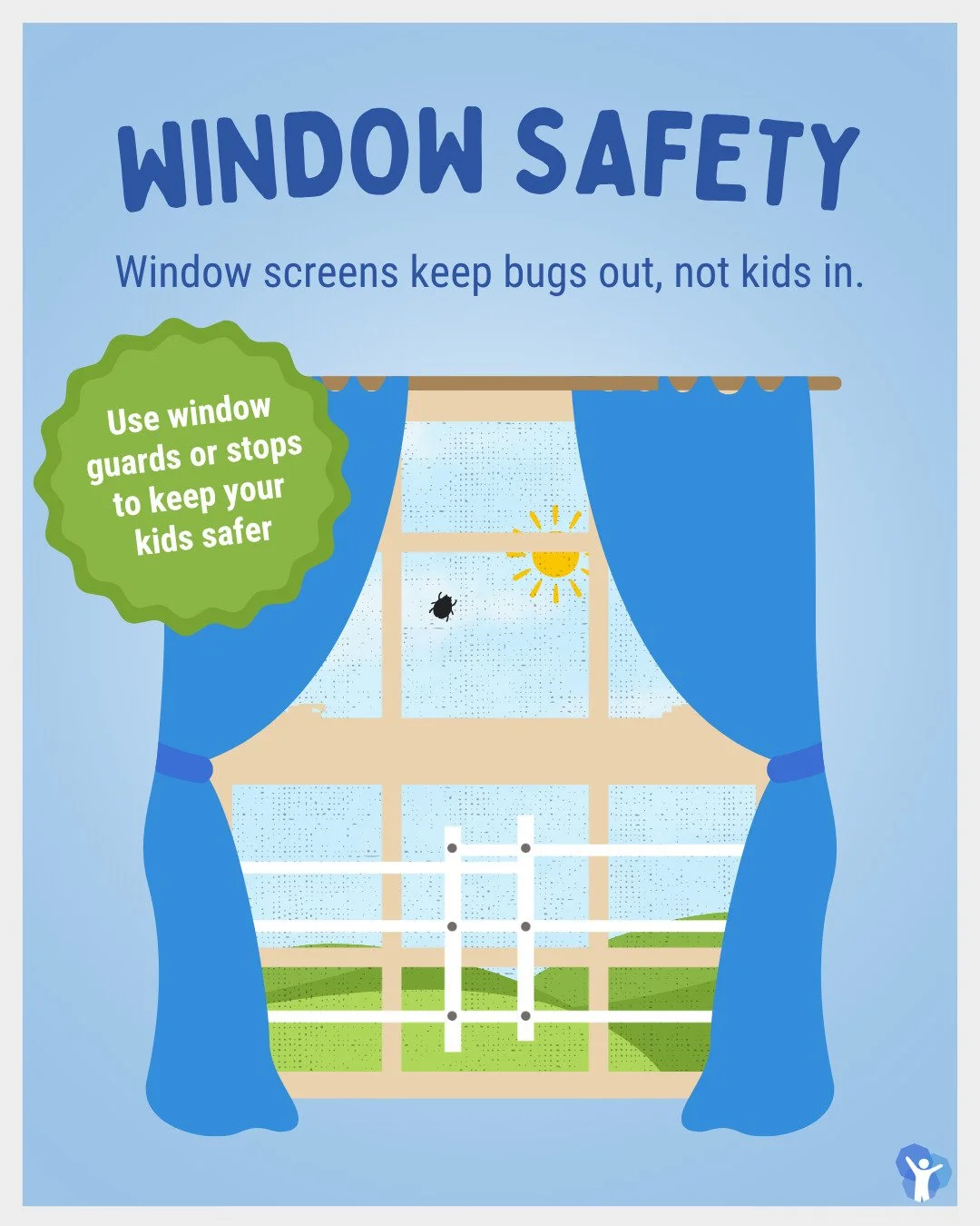 In every part of the country, people are opening windows to welcome the spring air, making it a great time to issue our annual reminder: 

Screens keep bugs out but will *not* keep kids in! Use window stops and guards to prevent falls.

Many windows 