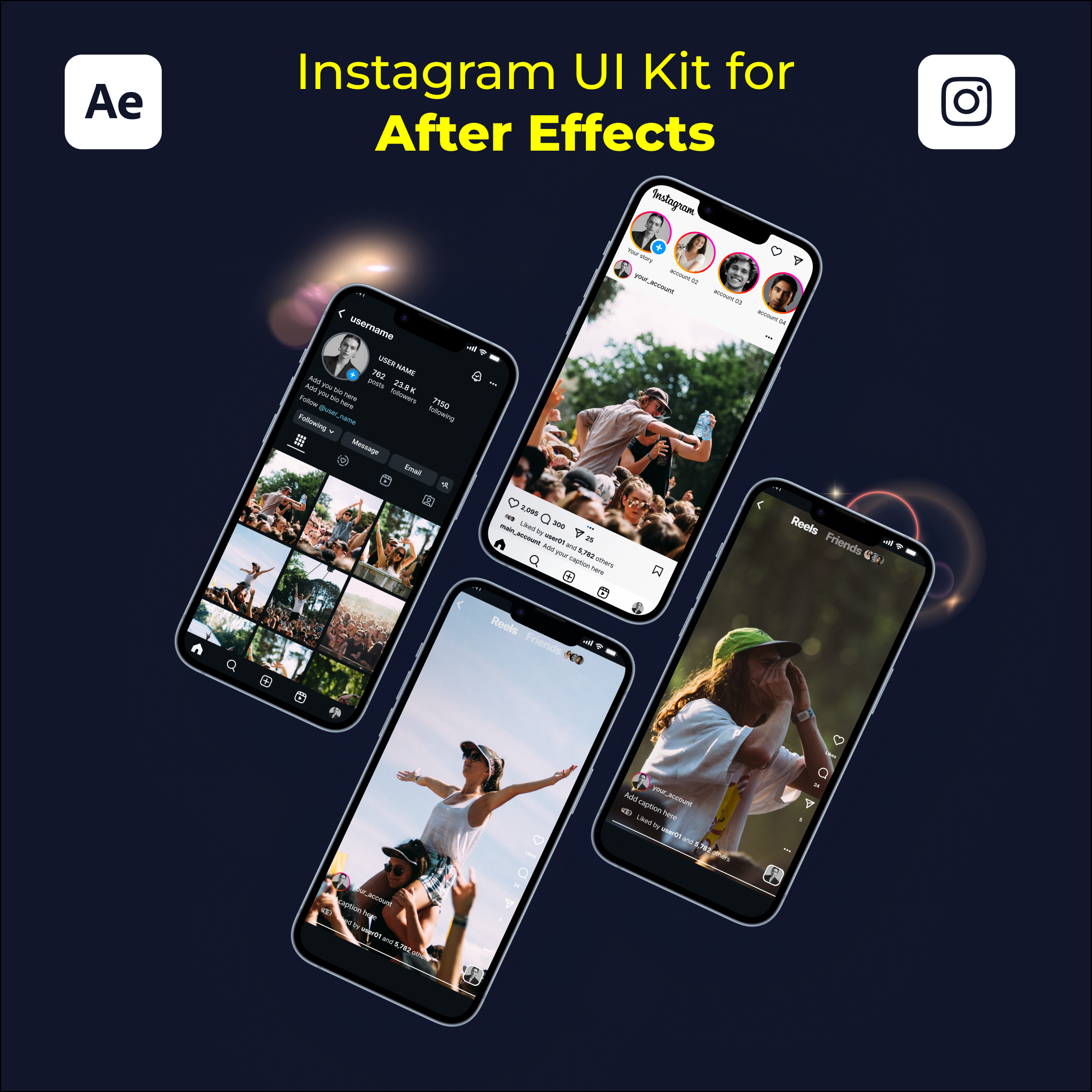 Instagram UI Kit for After Effects – Animate Instagram Screens Instantly