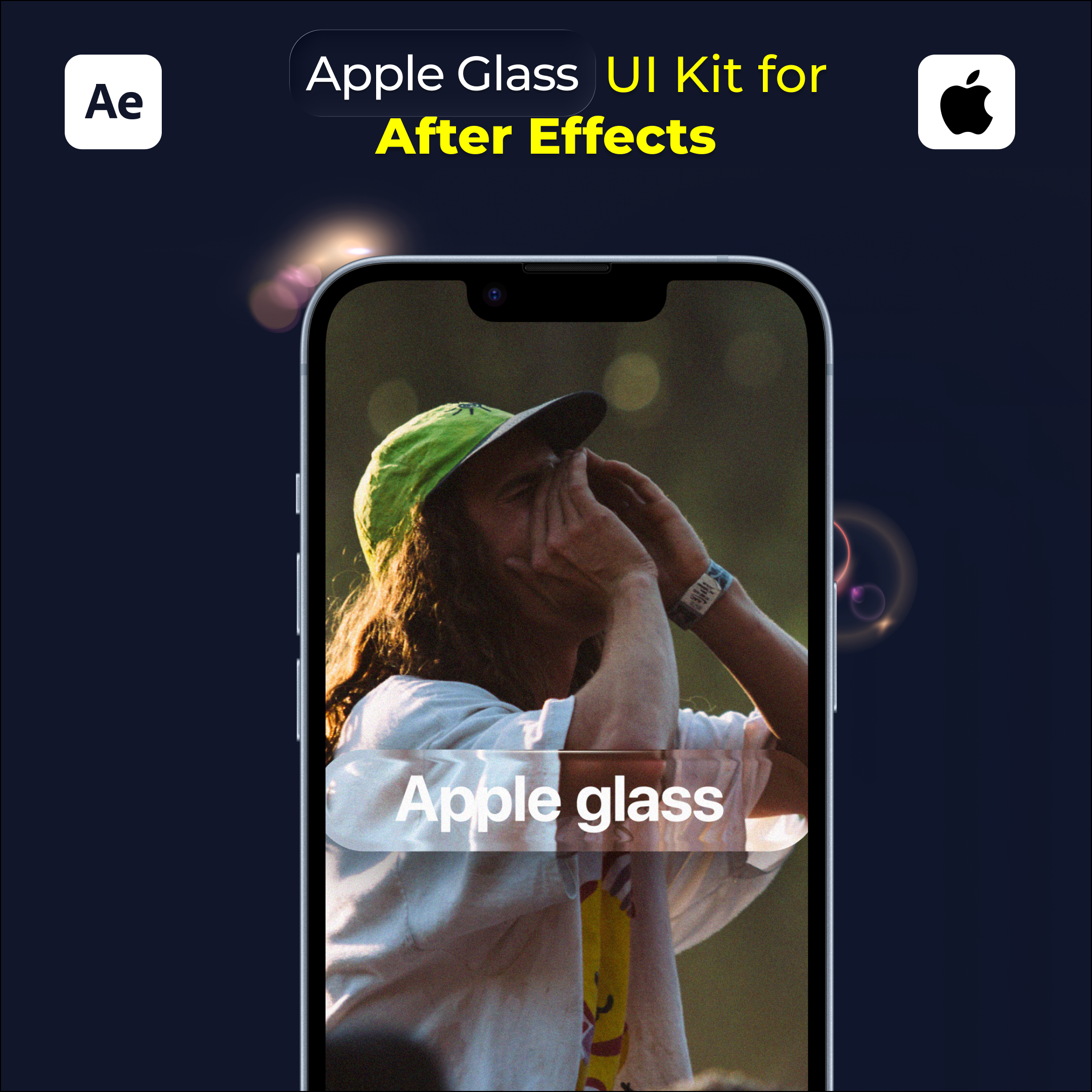 Apple/Liquid Glass UI Kit for After Effects – Animate Text Instantly 