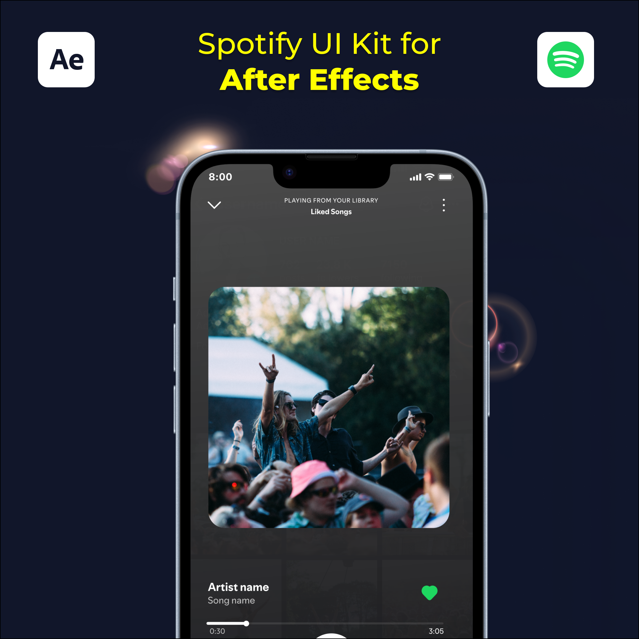 Spotify UI Kit for After Effects – Animate Spotify Screens Instantly