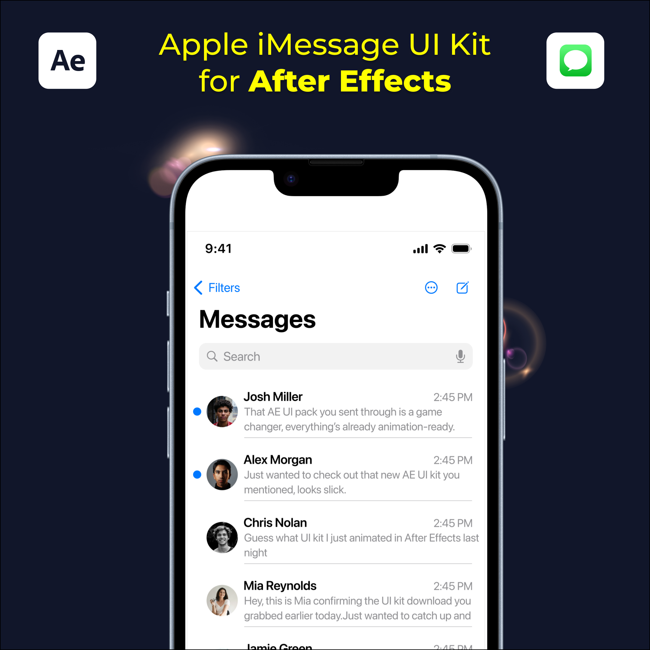Apple iMessage UI Kit for After Effects – Animate Message Screens Instantly