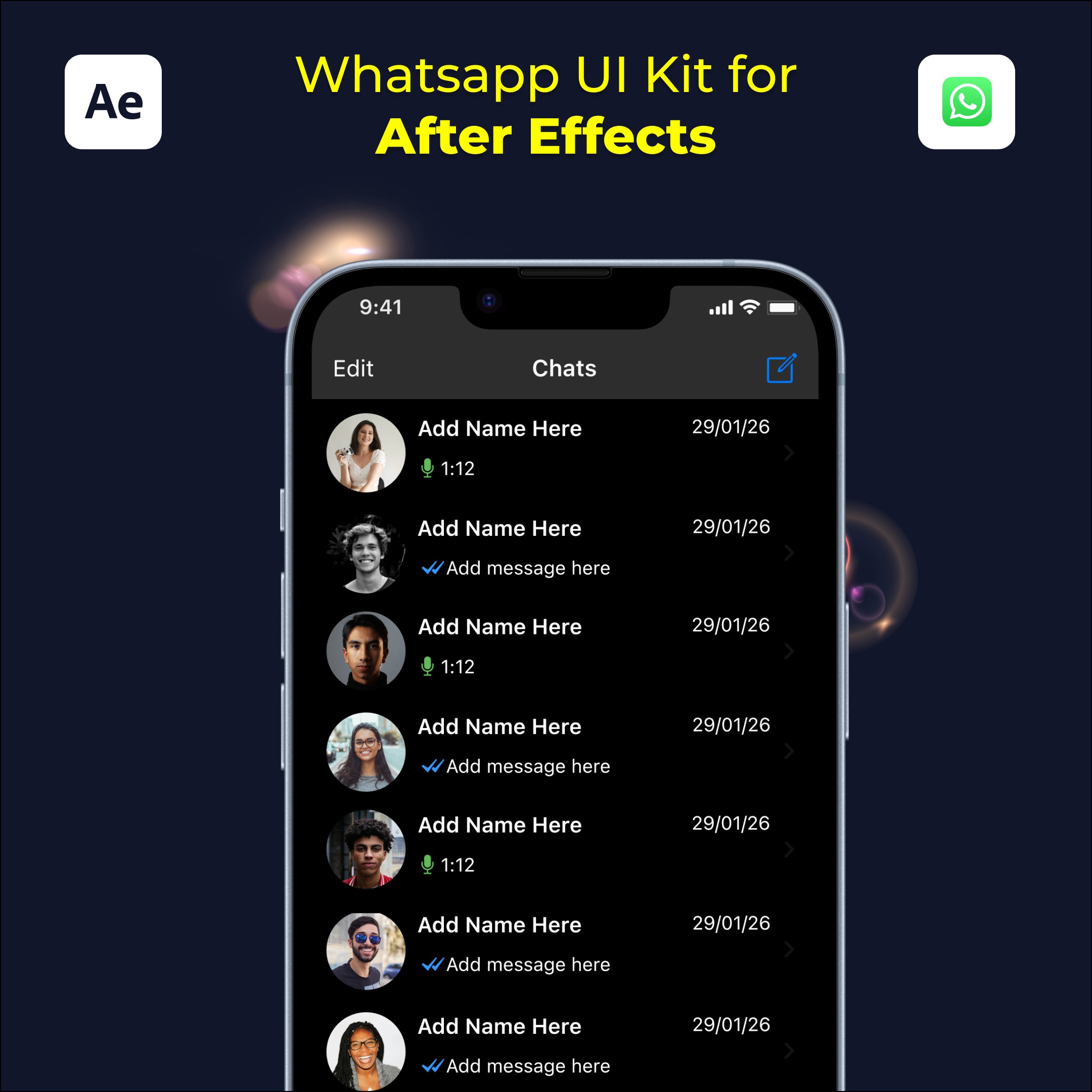 WhatsApp UI Kit for After Effects – Animate Chat Screens Instantly