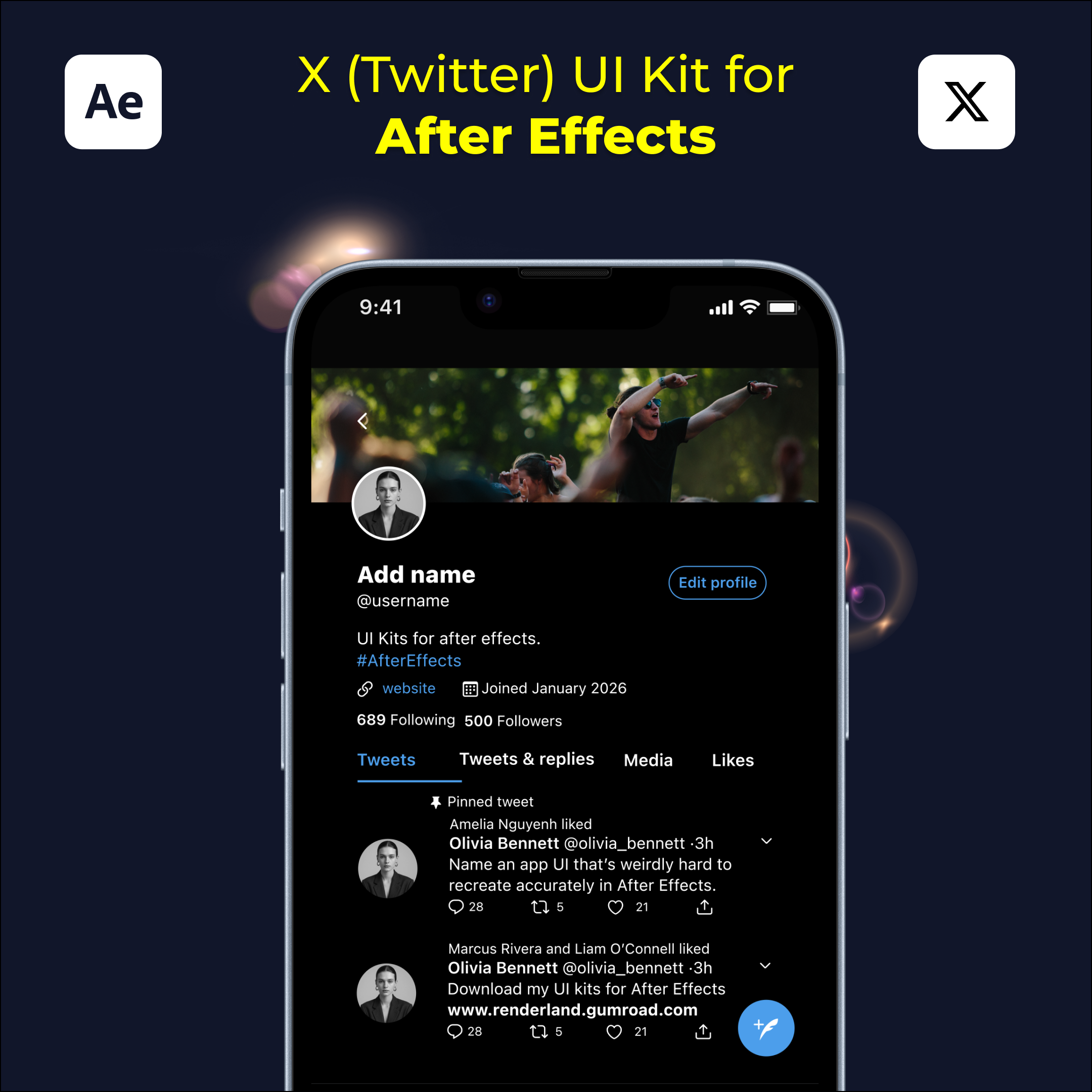 X (Twitter) UI Kit for After Effects – Animate Social Feed Screens Instantly