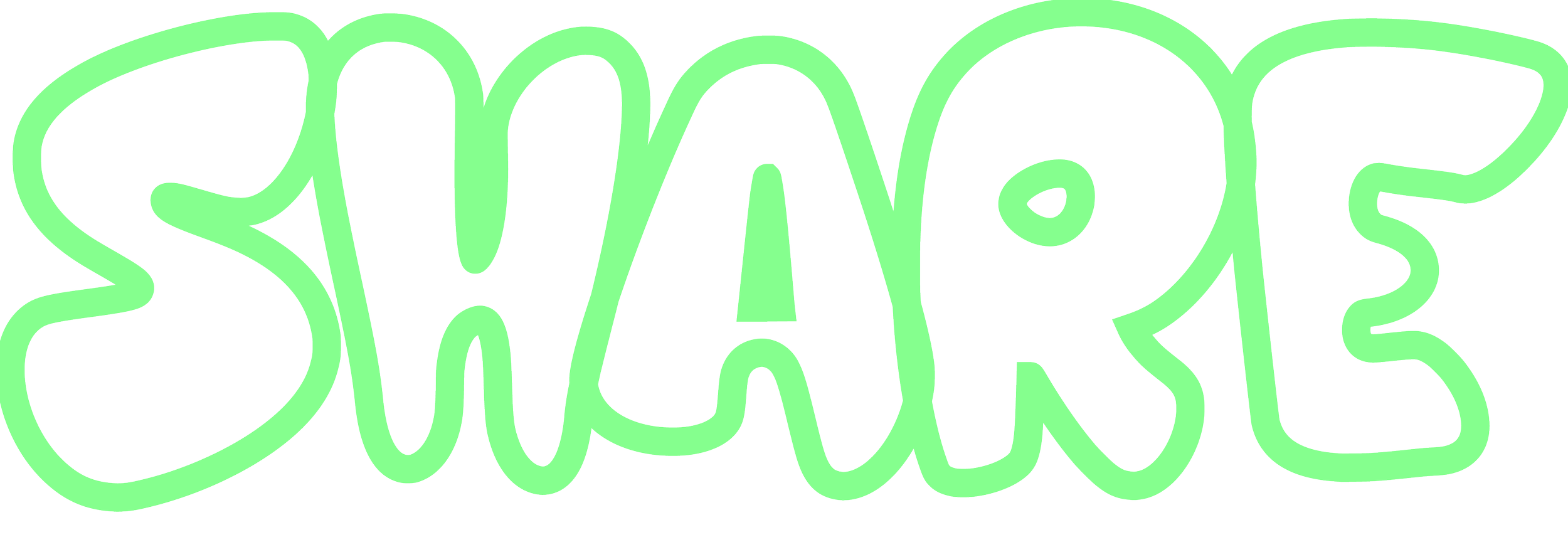 Stylized green text reading 'SHARE' with a black background.