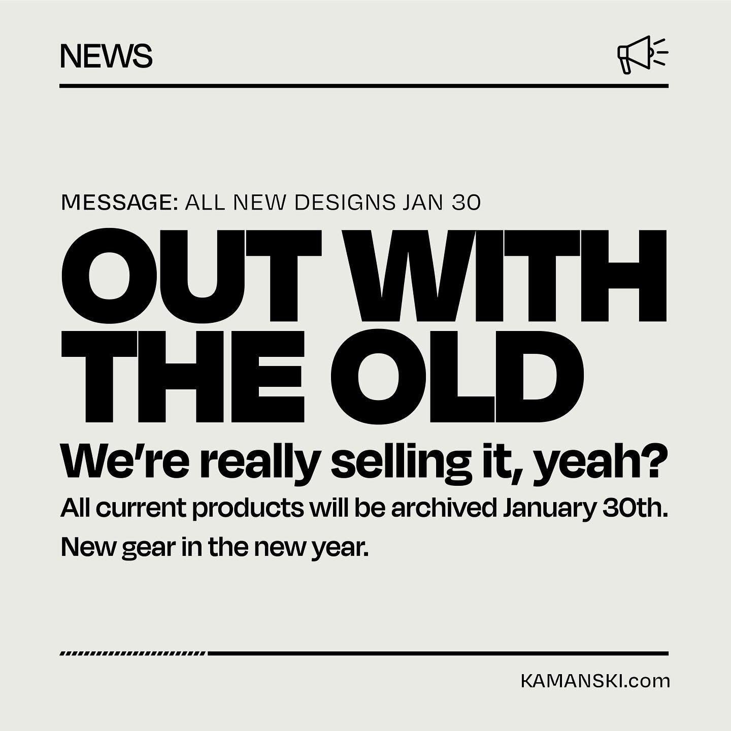 Out with the old &ndash; we&rsquo;re really great at salesmanship around here 😁. It&rsquo;s time to clear the shelves as it were and archiving the existing designs Jan 30th. That&rsquo;s FIVE days!
#kamanskigoods #apparel #streetwear #smallbusiness 
