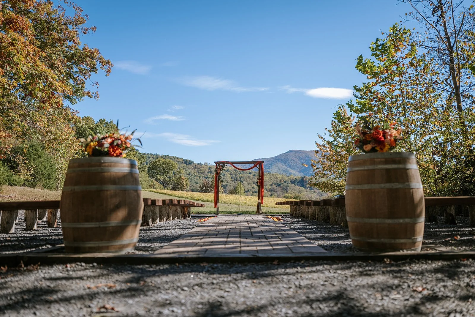 Outdoor wedding site at Shenandoah Woods in Stanley, VA. Photography by Jason Montoya Photography.