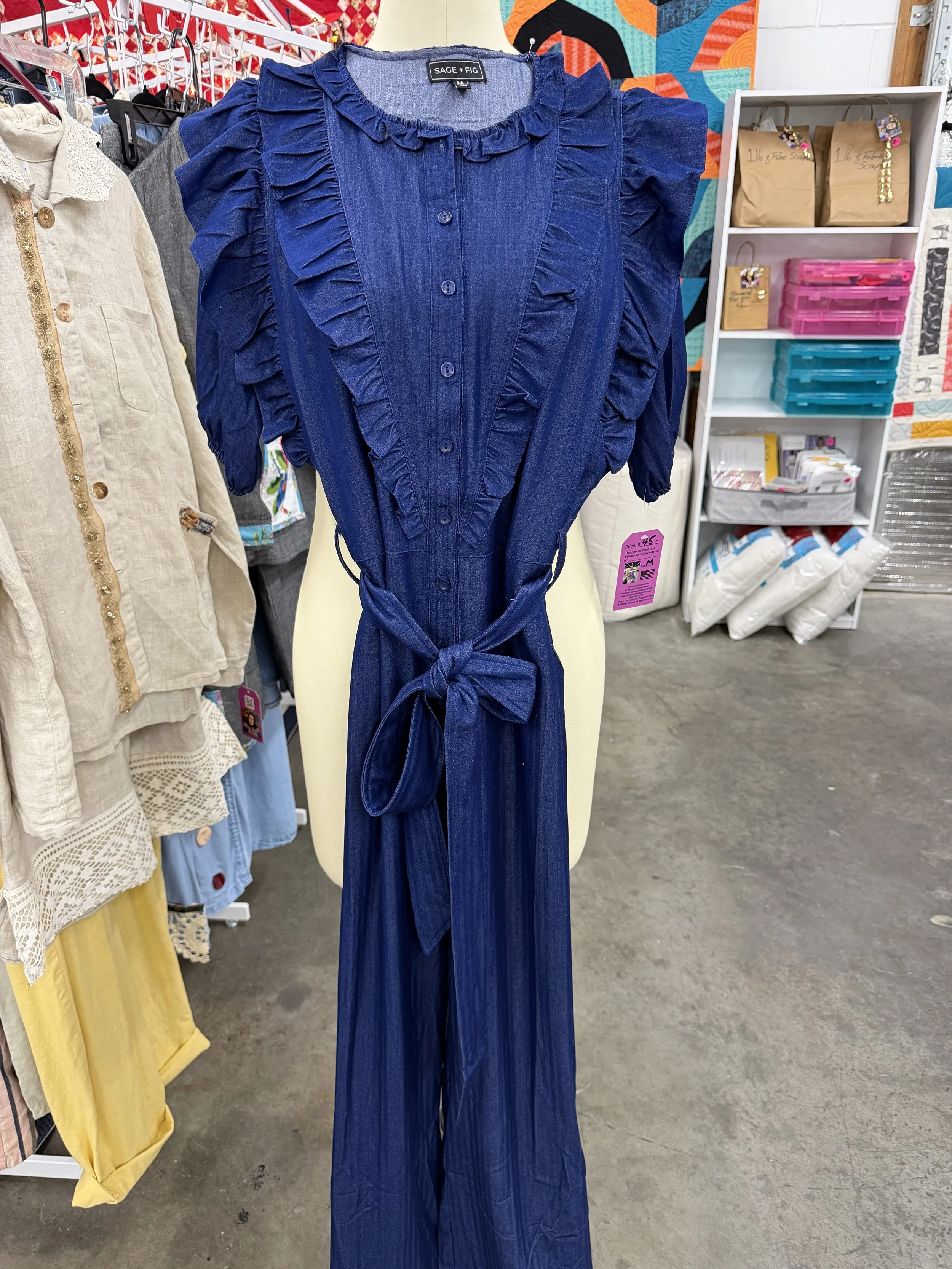 Sage + Fig Denim Jumpsuit