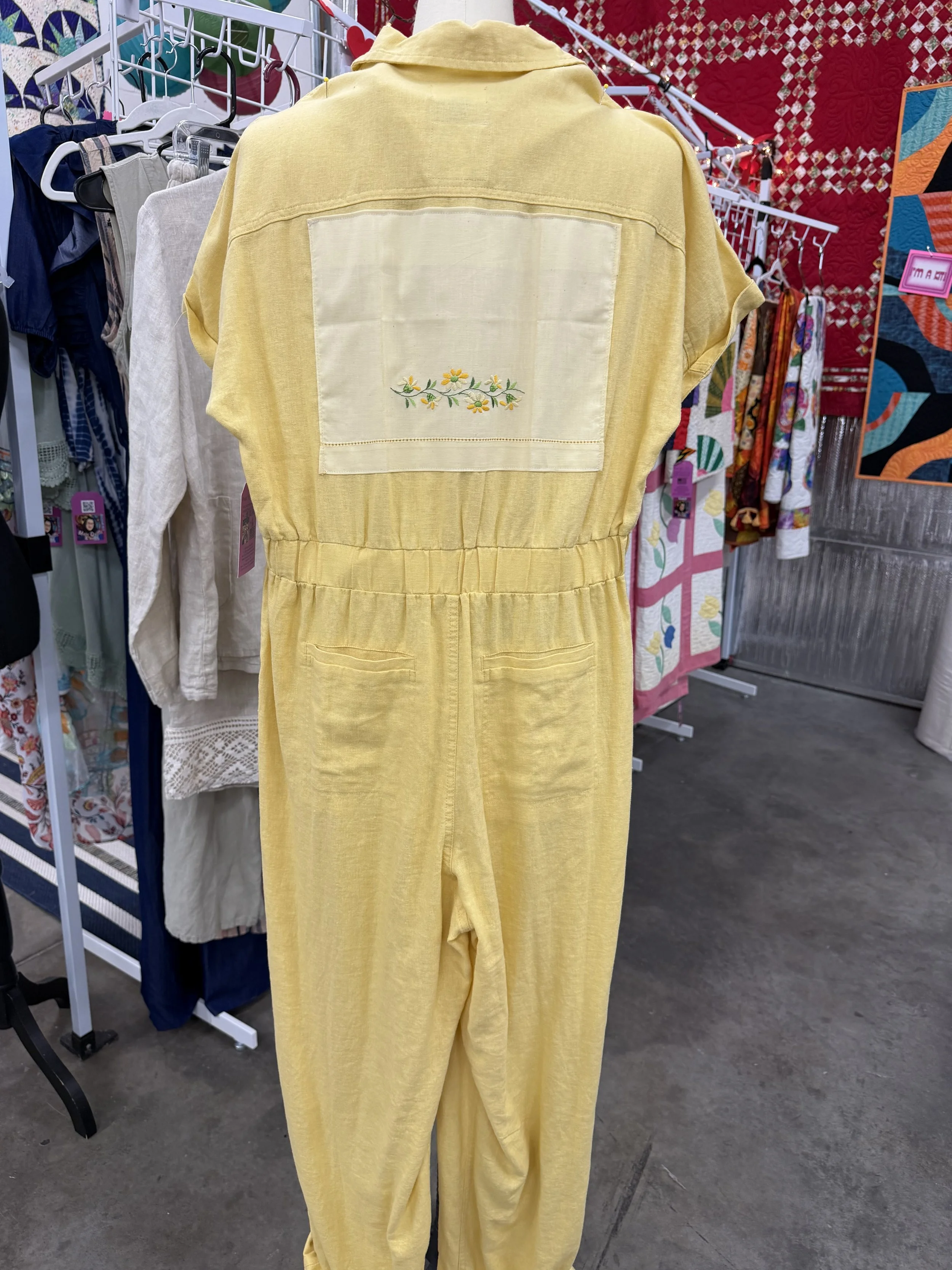 Up-cycled Linen Blend Yellow Jumpsuit