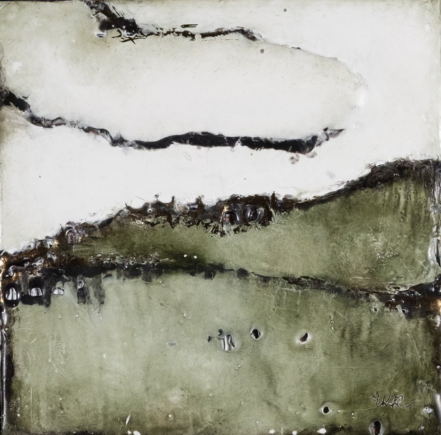 The Hills Hold Their Breath • Encaustic Mixed Media • 6 x 6 in