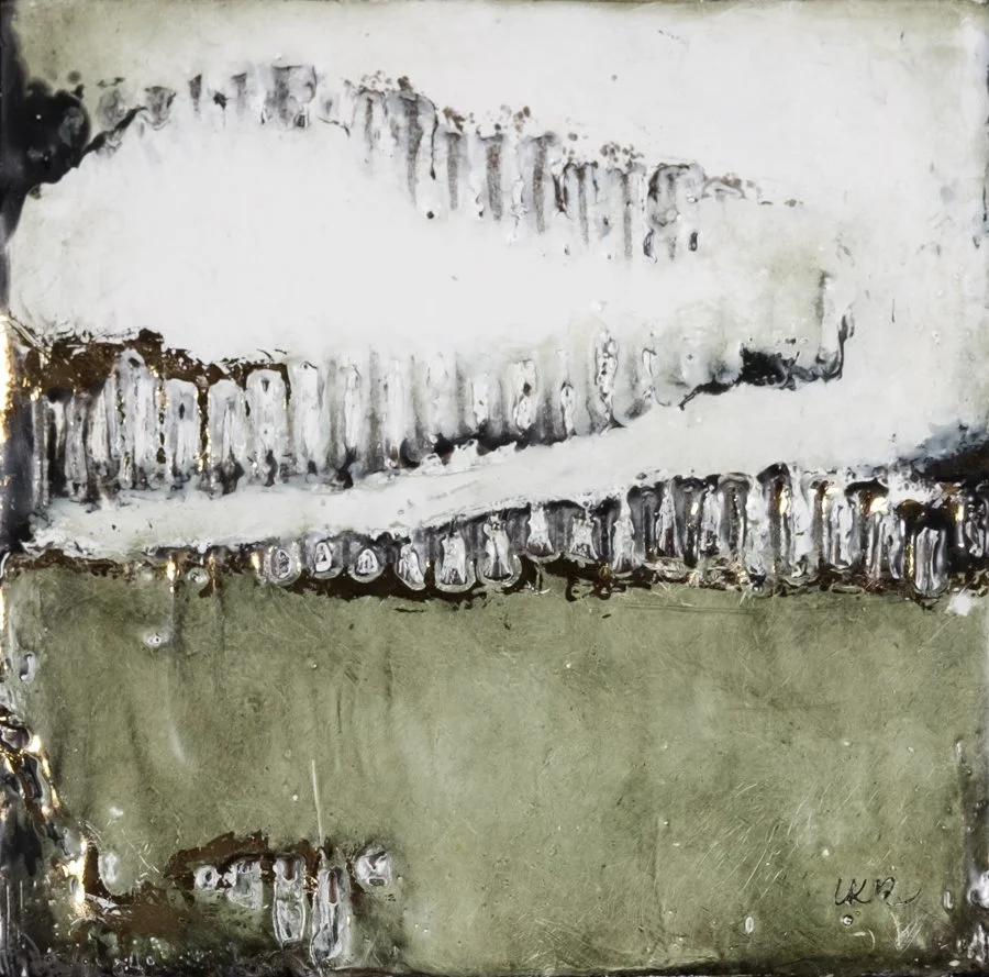 Echoes Above the Ridge • Encaustic Mixed Media • 6 x 6 in