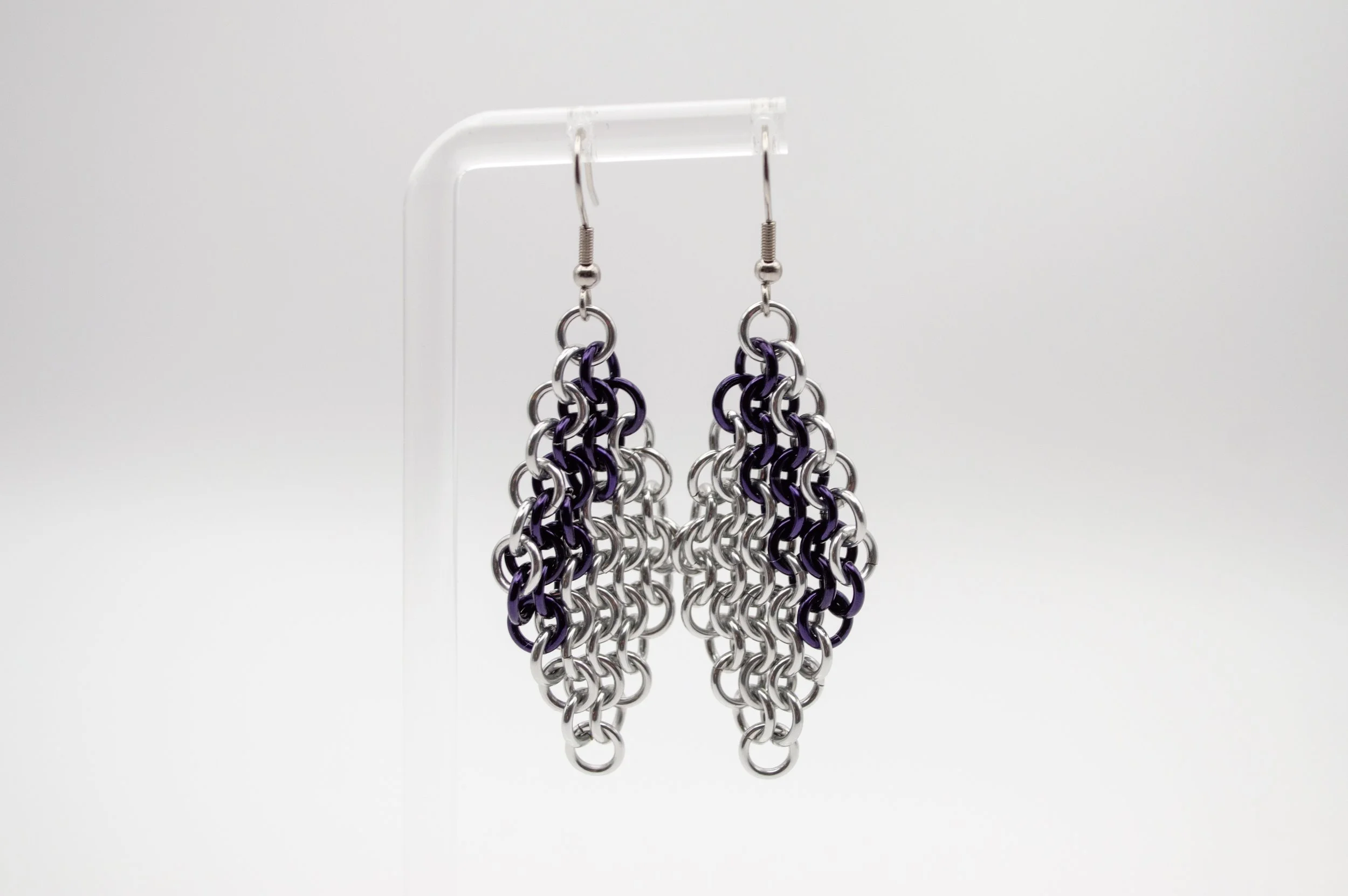 Euro Stripe Earrings in Midnight and Silver Aluminum